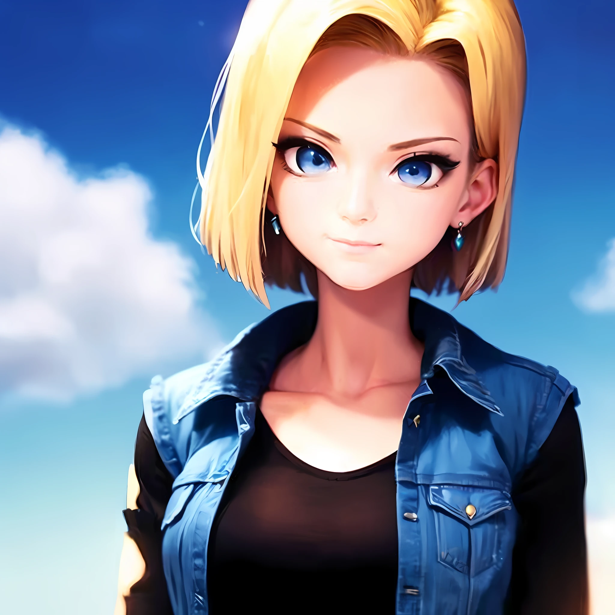 "Full-length portrait of Android 18, wearing a red cap with a mcdonalds logo in a low-angle shot, boasting intricate details and the best possible quality. With chromatic aberration, her blond hair frames her fighting figure perfectly, striking a kung fu pose with perfect hands. She prepares to unleash a powerful Kame Hame Ha, ready for action."