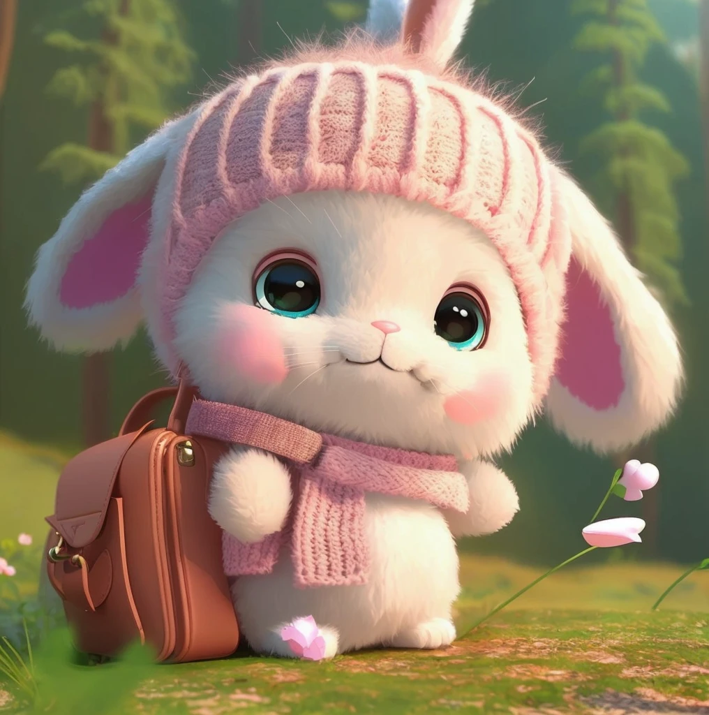 a close up of a cartoon bunny with a handbag and a hat, adorable digital painting, cute digital art, cute anthropomorphic bunny, cute cartoon character, cute detailed digital art, cute character, cute 3 d render, cute adorable, cute and adorable, cute and lovely, adorably cute, cute animal, lovely and cute, cute cartoon, cute forest creature