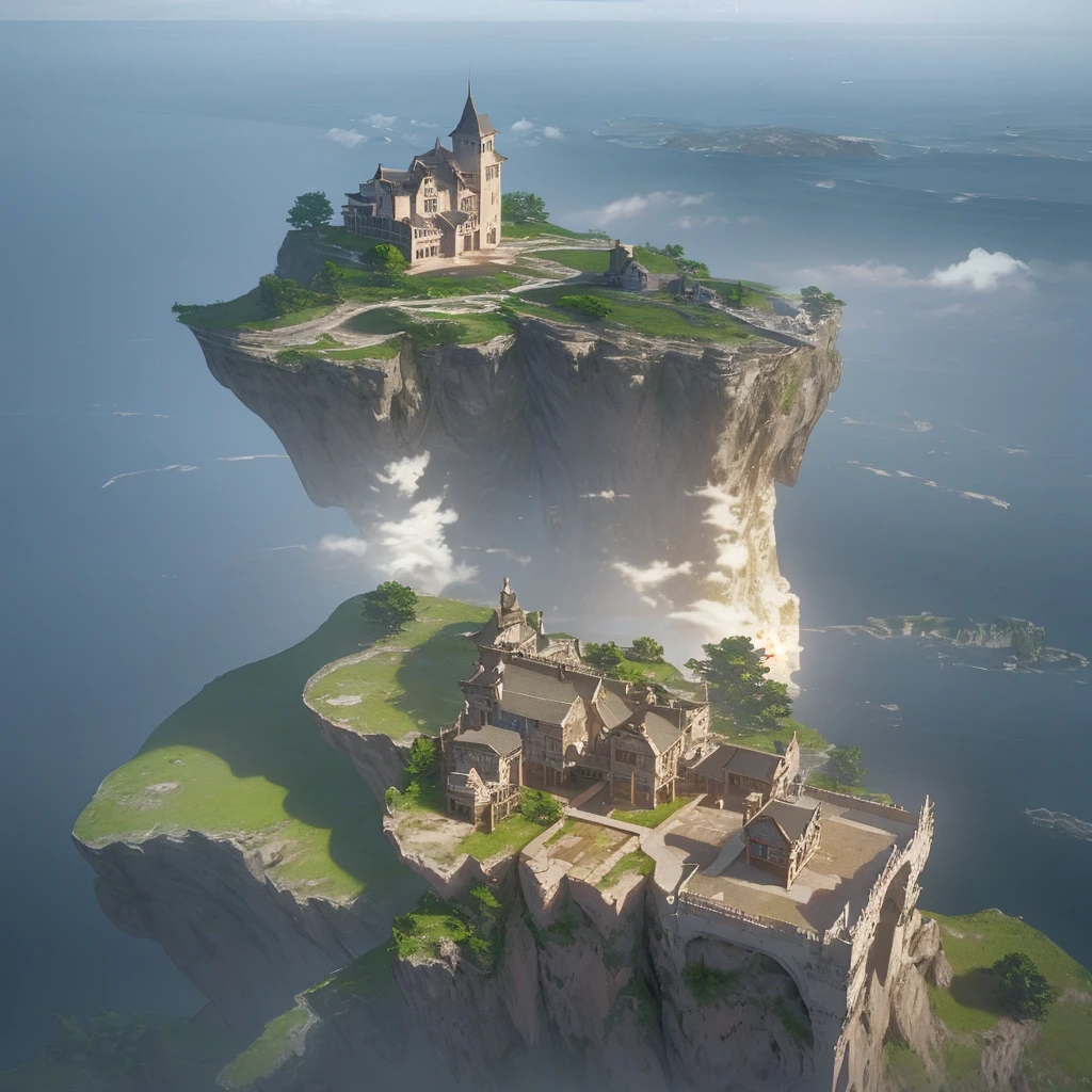 arafed house on a cliff overlooking a body of water, realistic fantasy render, beautiful mattepainting, 3 d render and matte painting, 3d rendered matte painting, ultrarealistic matte painting, beautiful render of a landscape, by Raymond Han, photorealistic matte painting, extravagant matte painting, hyperrealistic matte painting, surreal matte painting, dreamy matte painting
