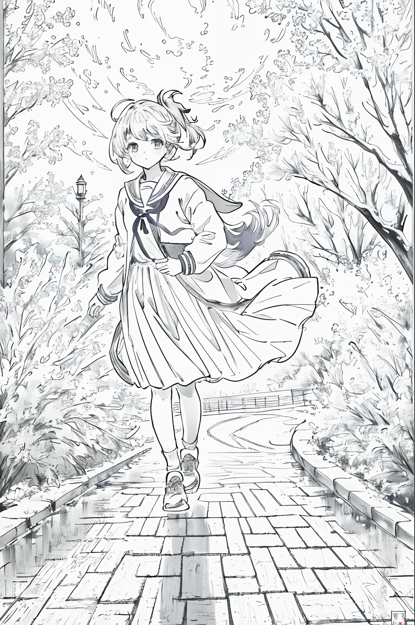 (8k, best quality, masterpiece:1.2),(best quality:1.0),ultra highres:1.0, extremely detailed, render, 4k, absurdres, HDR,
a young girl, kanamechidori, school uniform, serafuku