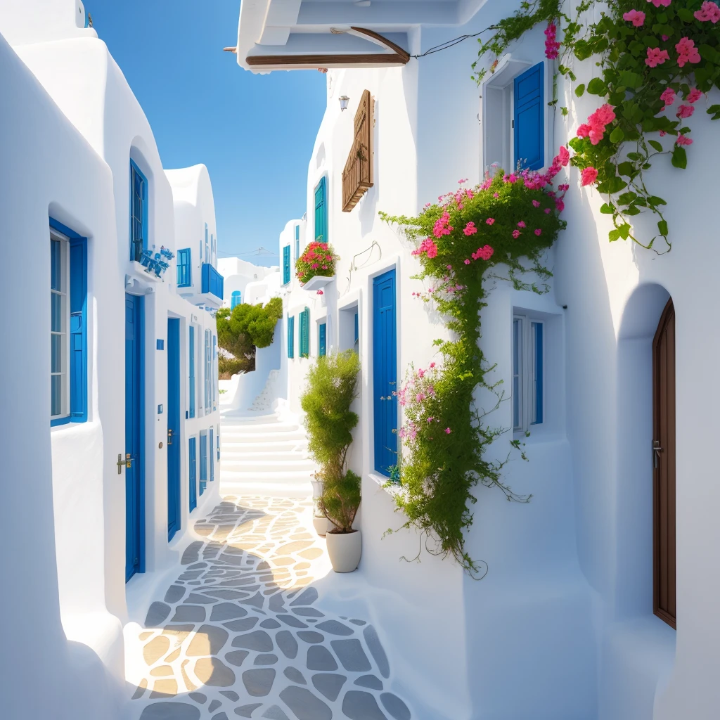 Aegean Sea Mykonos Townscape Private house Old Female duo sightseeing