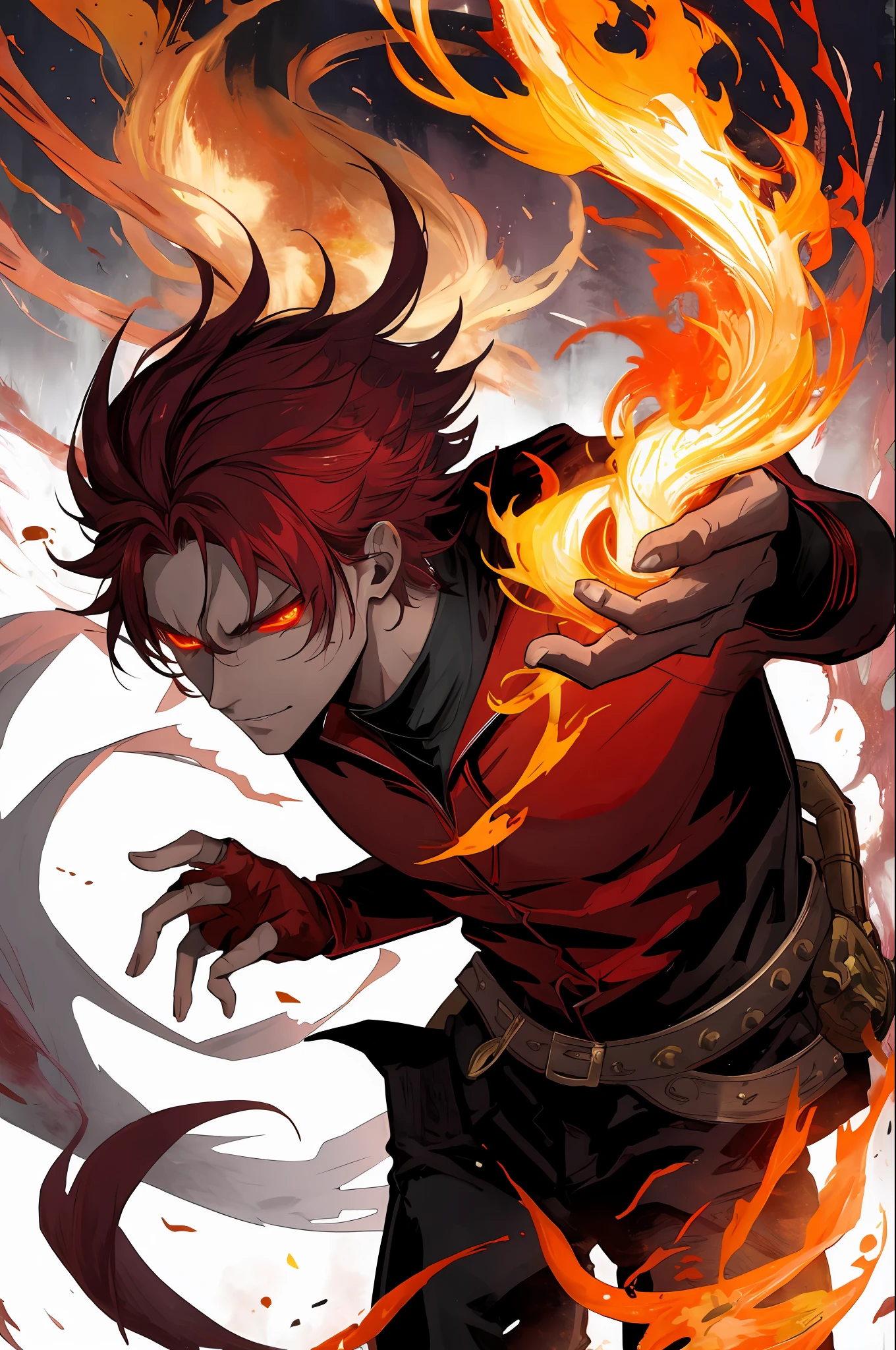 fire demon, flame, evil, 1boy, rpg, fantasty,