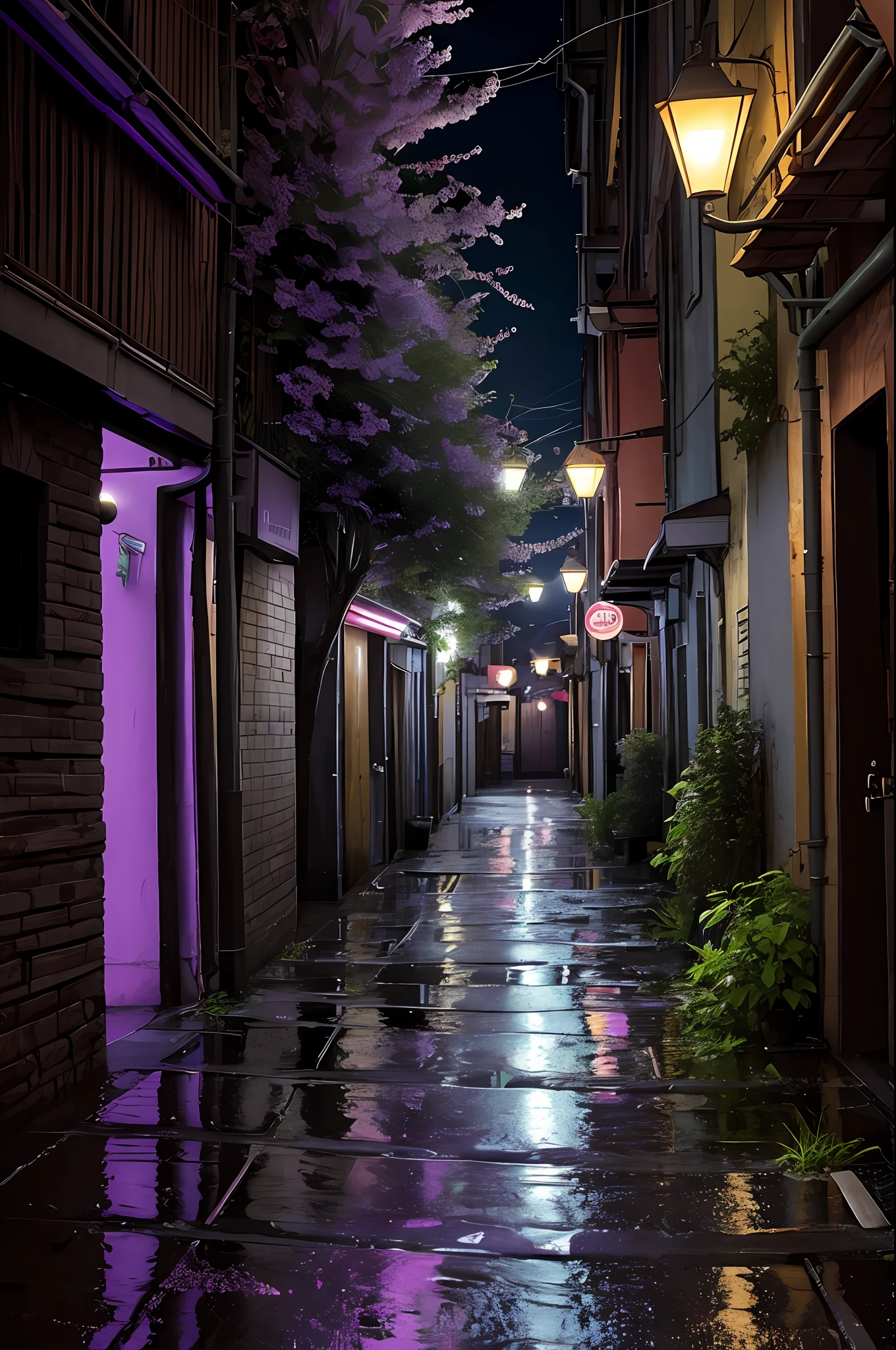 Holding an oil-paper umbrella, wandering alone in a long, long, lonely rainy alley, I hope to meet a girl like a lilac with a grudge