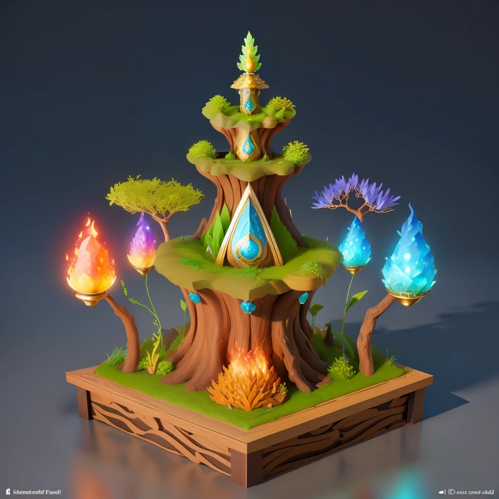 a "the four elements"- themed anthill, fantasy style, 3d