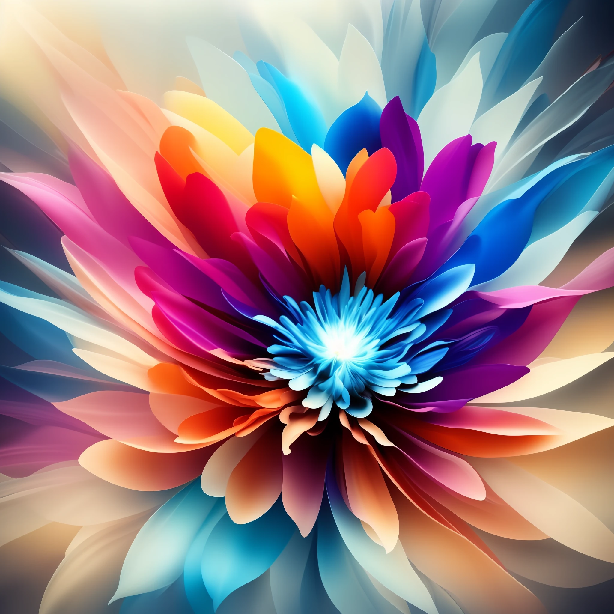 an abstract flower made of colors and elements, Elemental Flowers, cinema, polaroid, lots of light