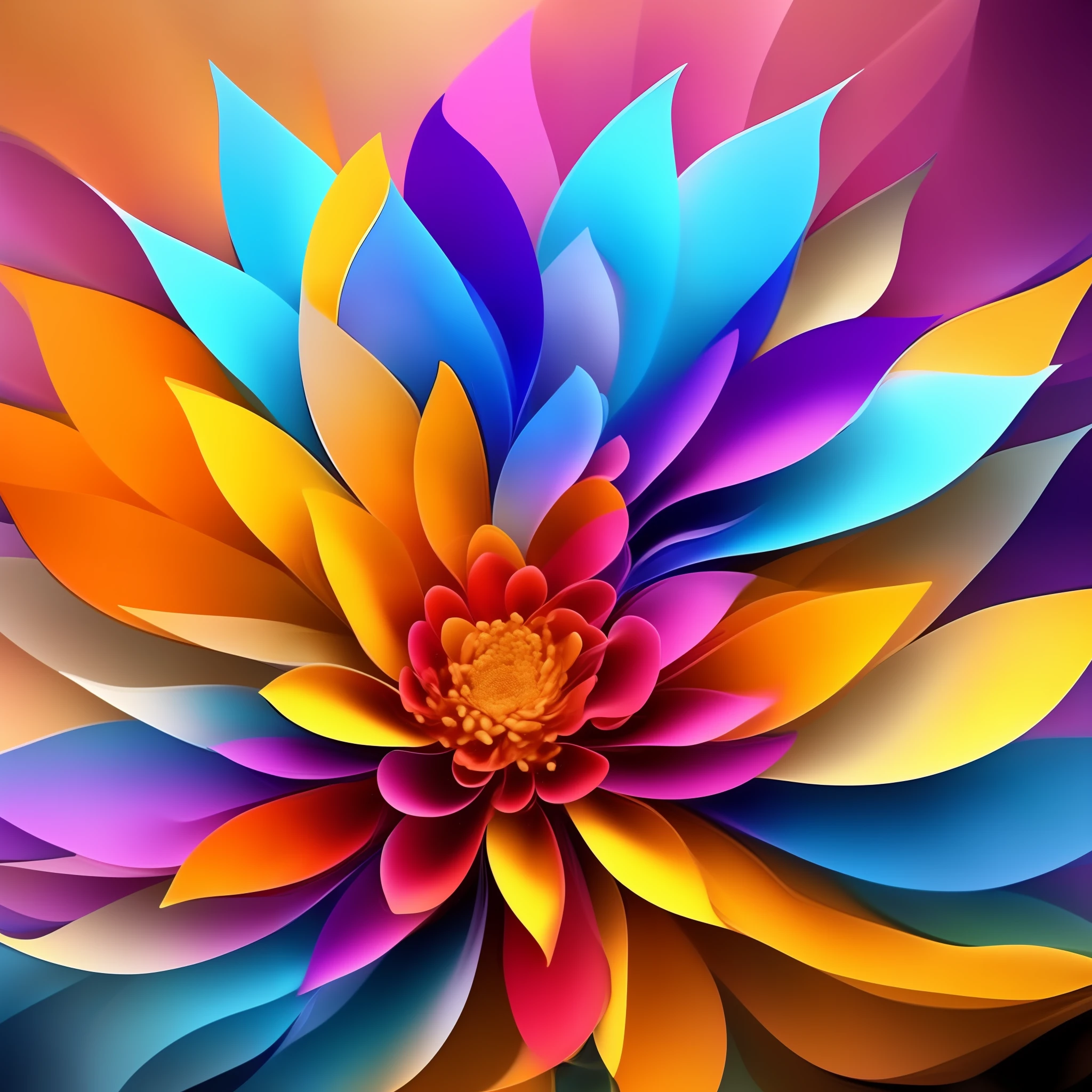 an abstract flower made of colors and elements, Elemental Flowers, vibrant colors, 64k