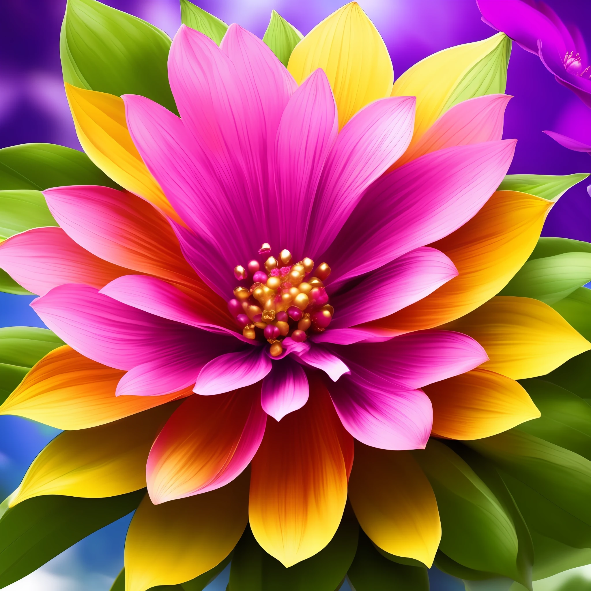 a multi elemental flower, juicy flower, vibrant colors, reslista, 16k, cannon