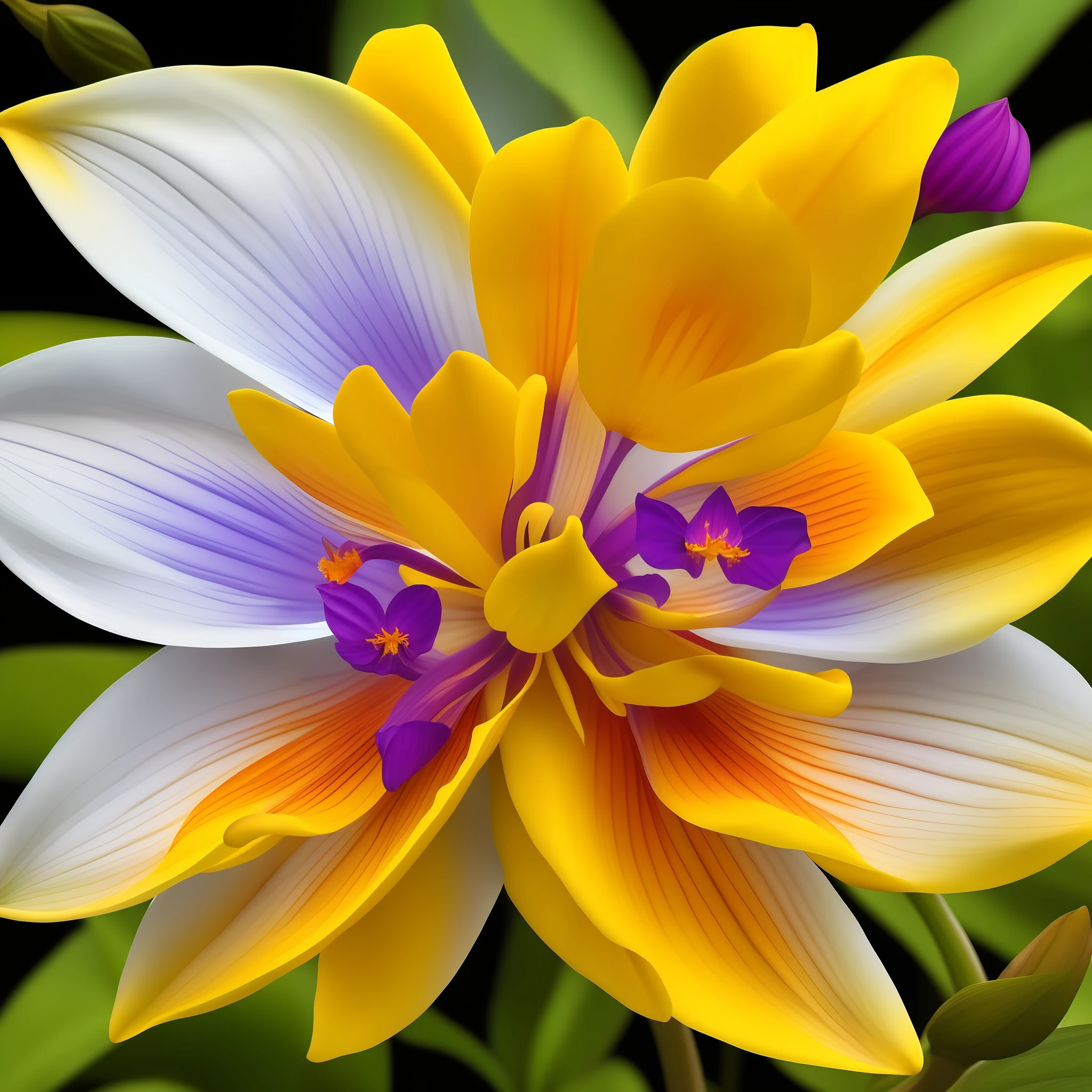 one elemental multi flower, Yellow orchid flowers, vibrant colors, reslista, 16k, cannon
