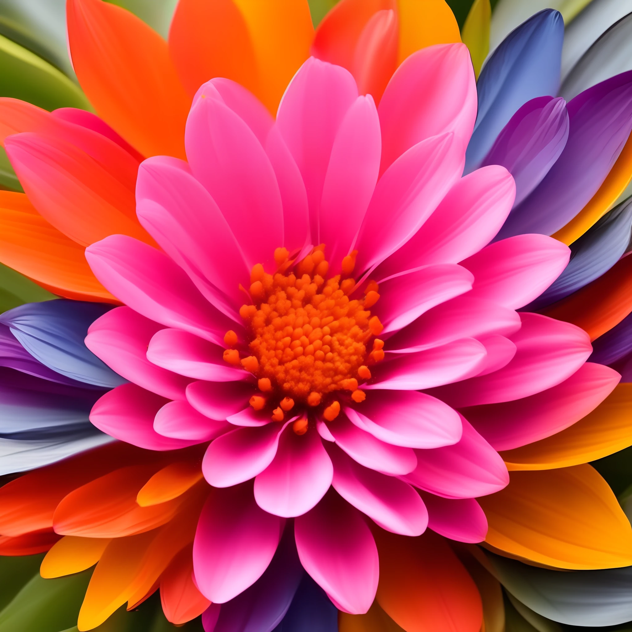 one elementary multi flower, Elemental flowers, pink, orange