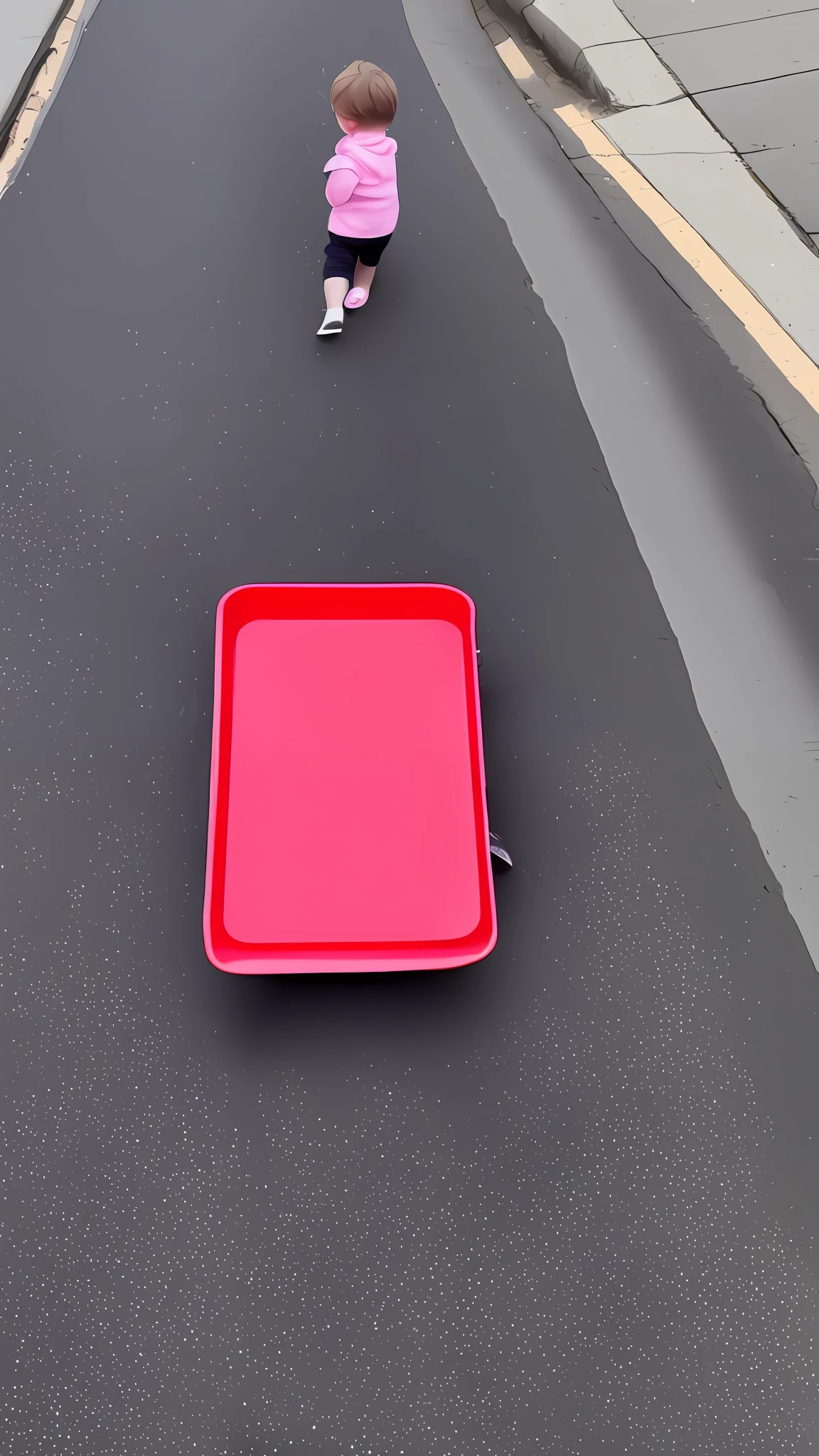 there is a small child pushing a red cart down the street, very very low quality picture, with a kid, unknown artist, very professional, little ???, taken on iphone 1 3 pro, taken on iphone 14 pro, carrying a tray, shot on iphone 1 3 pro max, working hard, shot on iphone 1 3 pro, photo taken in 2 0 2 0