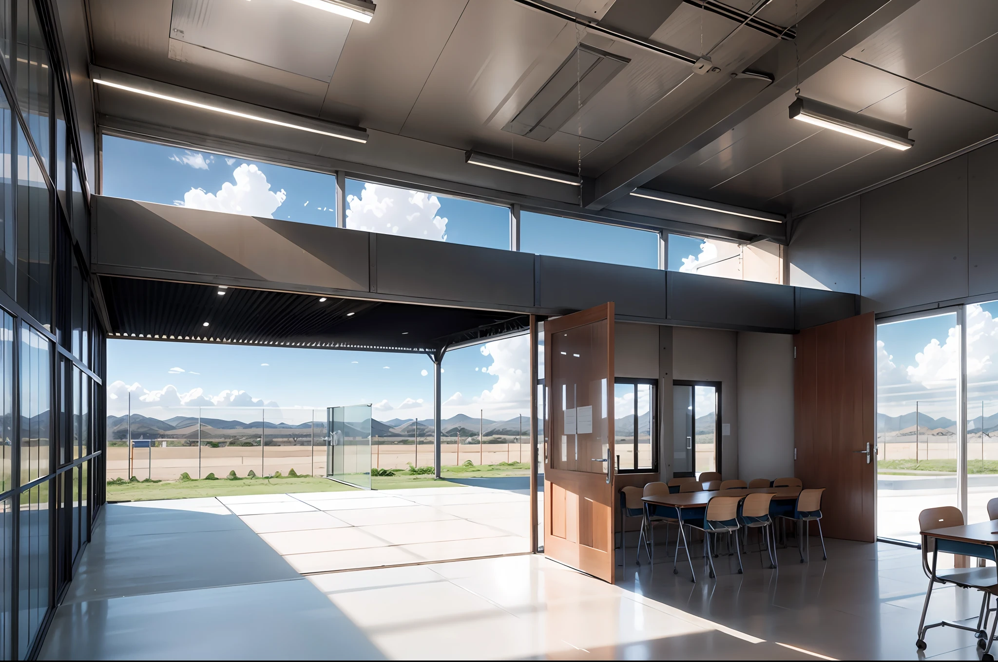 Embryo pulling classroom, 56 students, steel structure glass shed 8K ultra-high-definition picture quality, master works, realistic renderings