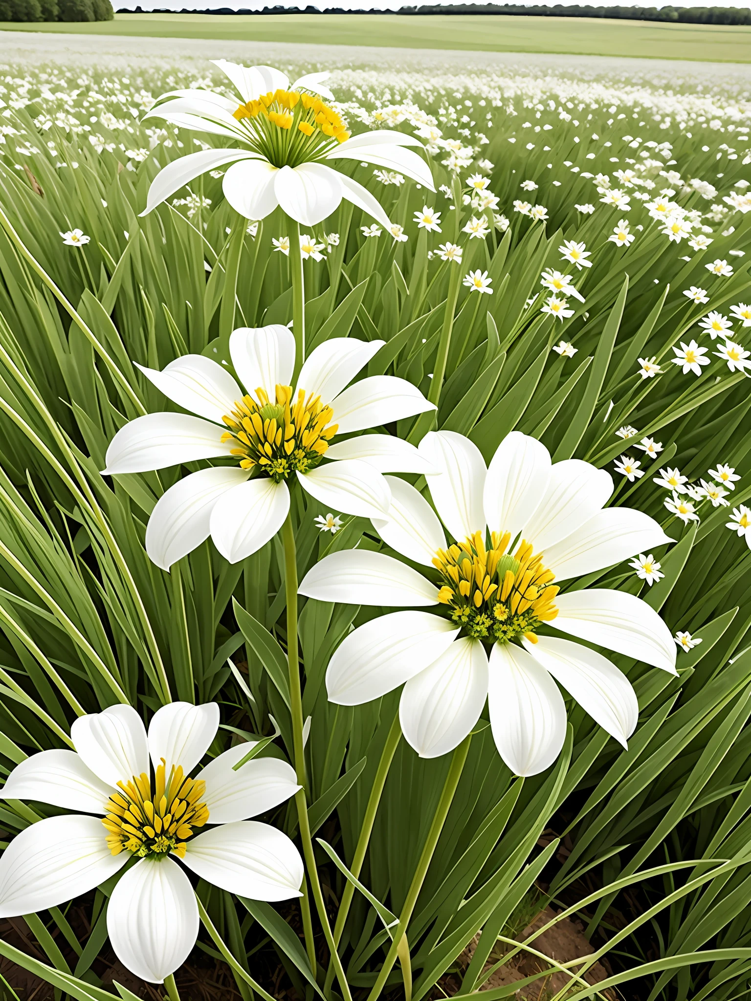 single alium on a meadow. Super detailed