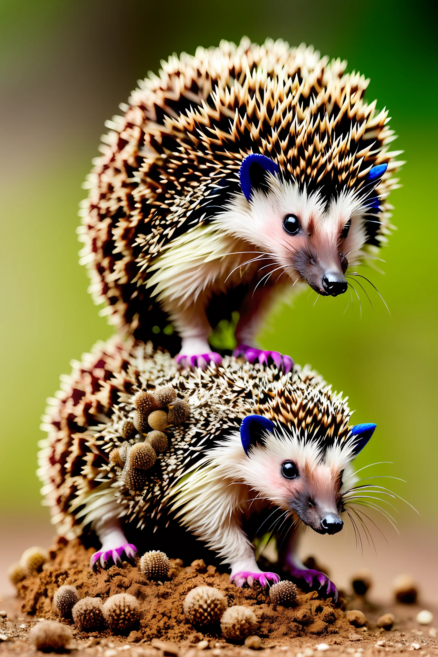 crasy Hedgehog shaving a psychedelic bristling anthill