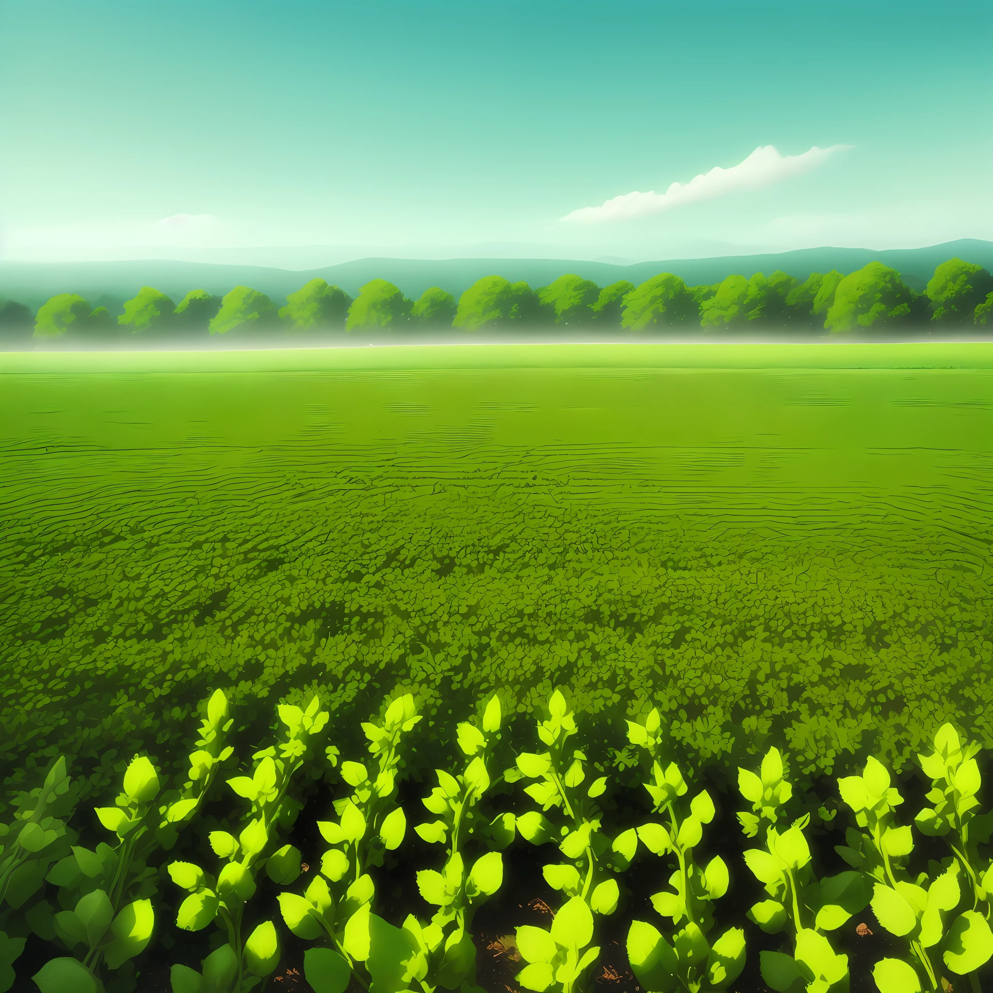 In the green field, there is a pea orchard, overgrown with pea pods Talking scenery Light and shadow Close-up sunlight Warm close-up
