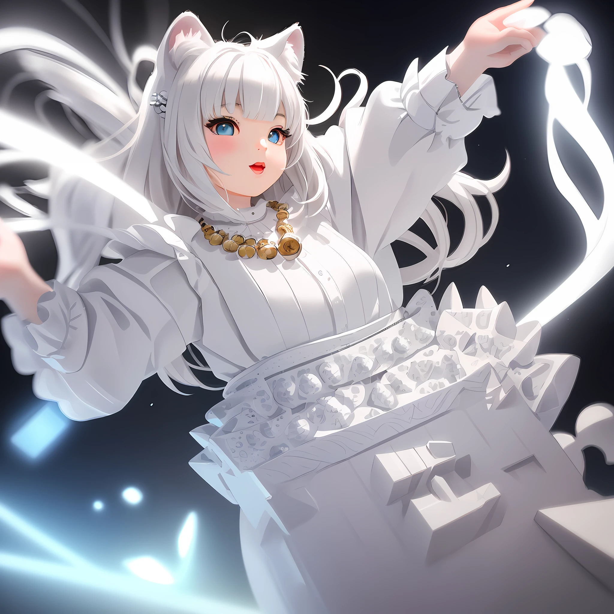 cute tiny  hyperrealistic white tiger with different color eyes waring a necklace, Chibi, adorable and fluffy, logo design, cartoon, cinematic lighting effect, charming, 3D vector art, cute and quirky, fantasy art, bokeh, hand-drawn, digital painting, soft lighting, isometric style, 4K resolution, photorealistic rendering, highly detailed clean, vector image, photorealistic masterpiece, professional photography, simple space backdrop, flat white background, isometric, vibrant vector