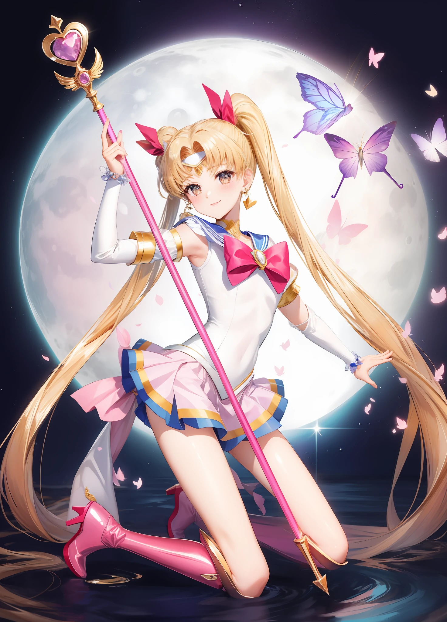 (hand), moon edge, background