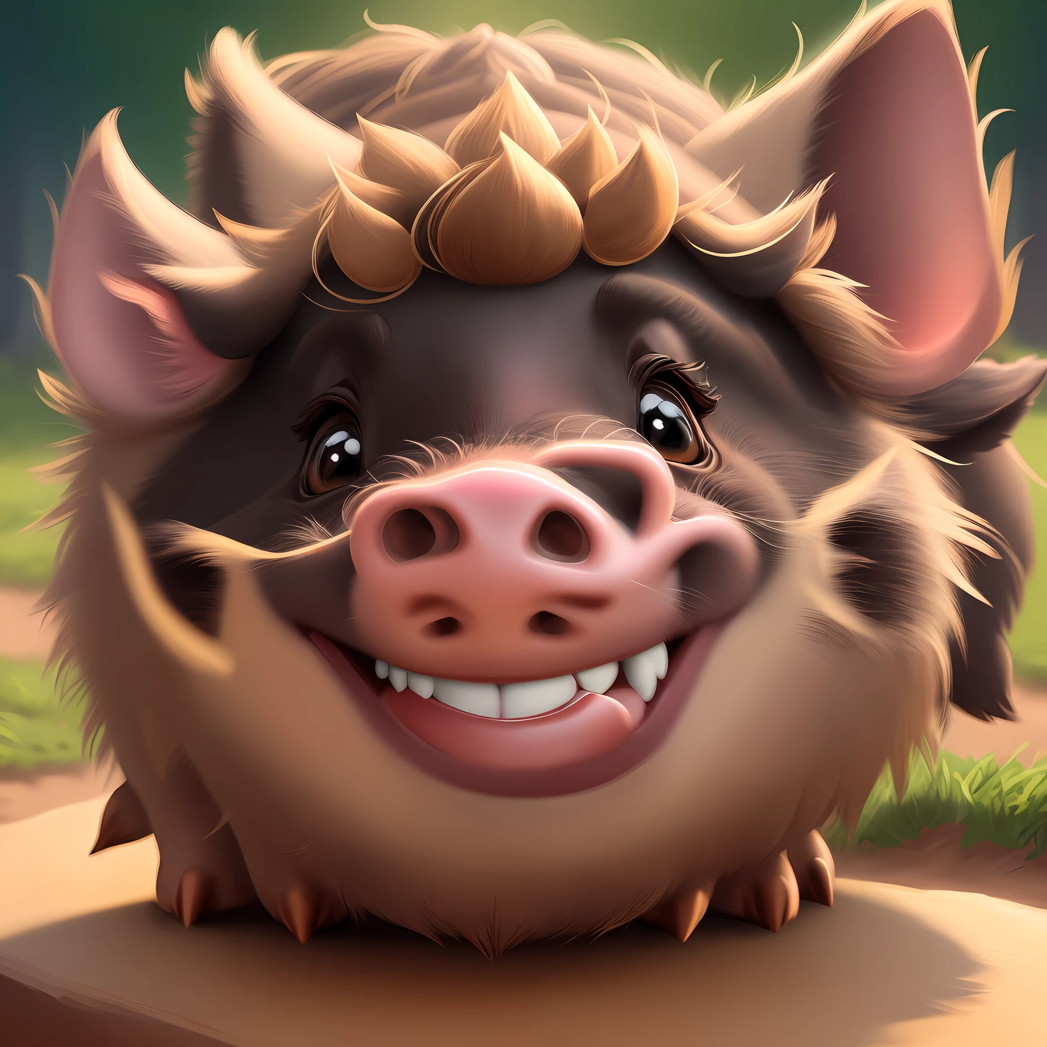 4k masterpiece UHD highly detailed, cartoon style, cute boar