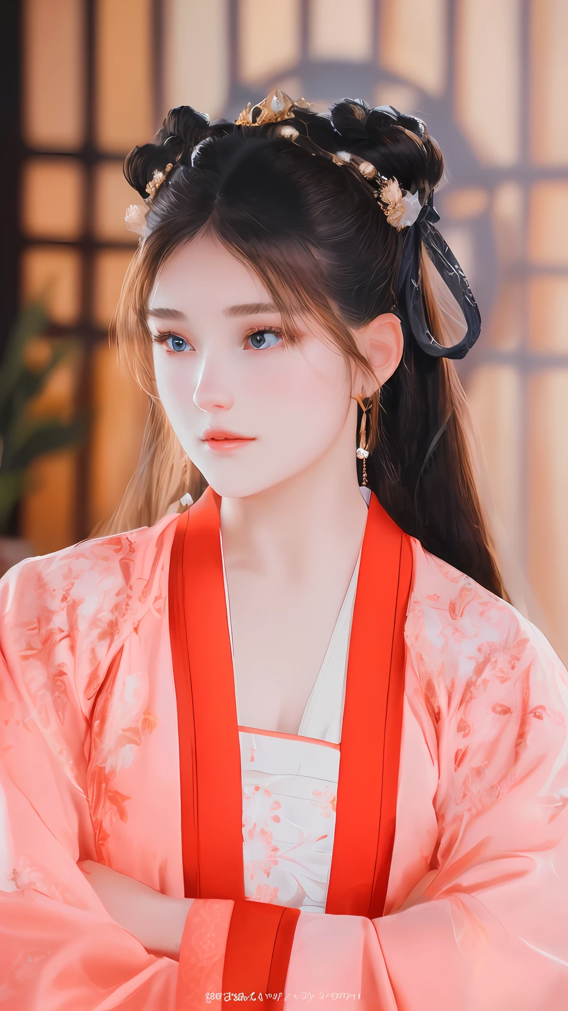 8k, the best quality, masterpiece, highly detailed, semi realistic, 1 girl, young female, 19 years old, with golden long hair and right eye covered by bangs, blue right eye, jewelry crown, palace style white and gold short skirts, slim figure, archery, holding a bow, archery,