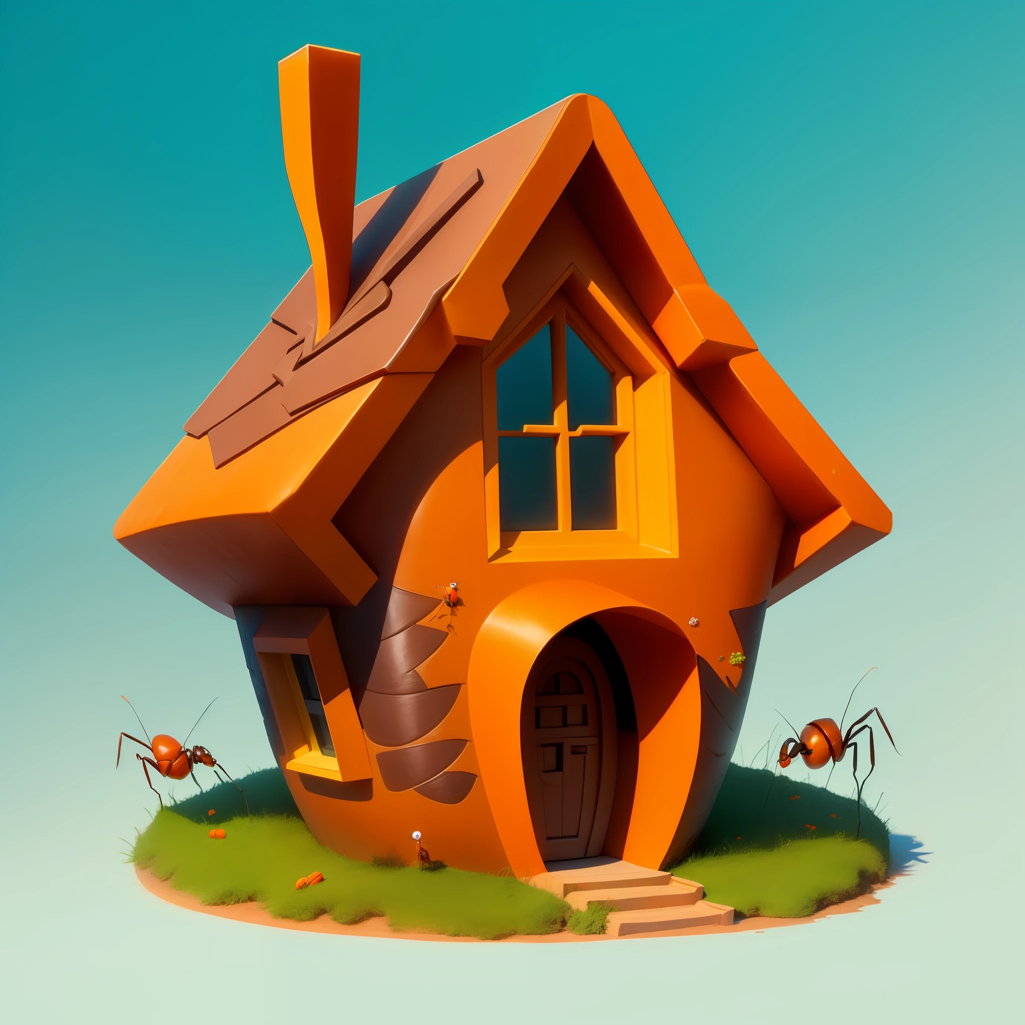 carrot shaped house, ants
