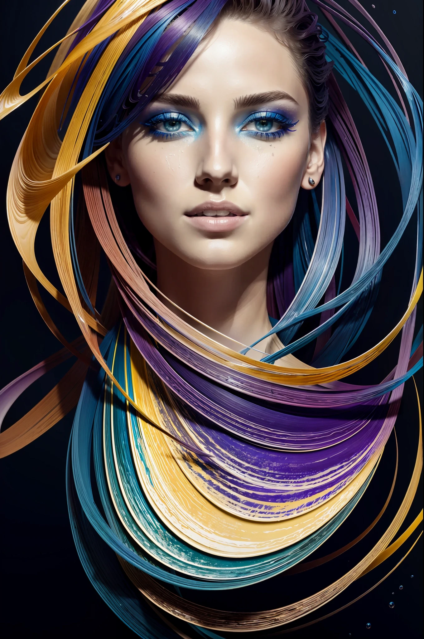 Colorful beautiful girl: a giru 28-years old, messy hair, oil painting, nice perfect face with soft skinice perfect face, blue yellow colors, light purple and violet additions, light red additions, intricate detail, splash screen, 8k resolution, masterpiece, cute face,artstation digital painting smooth veryBlack ink flow: 8k resolution photorealistic masterpiece: intricately detailed fluid gouache painting: by Jean Baptiste Mongue: calligraphy: acrylic: watercolor art, professional photography, natural lighting, volumetric lighting maximalist photoillustration: by marton bobzert:, complex, elegant, expansive, fantastical, wavy hair, vibrant, Best quality details, realistic, High definition, High quality texture, epic lighting, Cinematic film still, 8k, soft lighting, anime style, masterful playing card border, random Colorful art, oil painting, blue yellow colors, light purple and violet additions, light red additions, intricate detail, splash screen, 8k resolution, masterpiece, artstation digital painting smooth veryBlack ink flow: 8k resolution photorealistic masterpiece: intricately detailed fluid gouache painting: by Jean Baptiste Mongue: calligraphy: acrylic: watercolor art, professional photography, natural lighting, volumetric lighting maximalist photoillustration: by marton bobzert:, complex, elegant, expansive, fantastical, vibrant