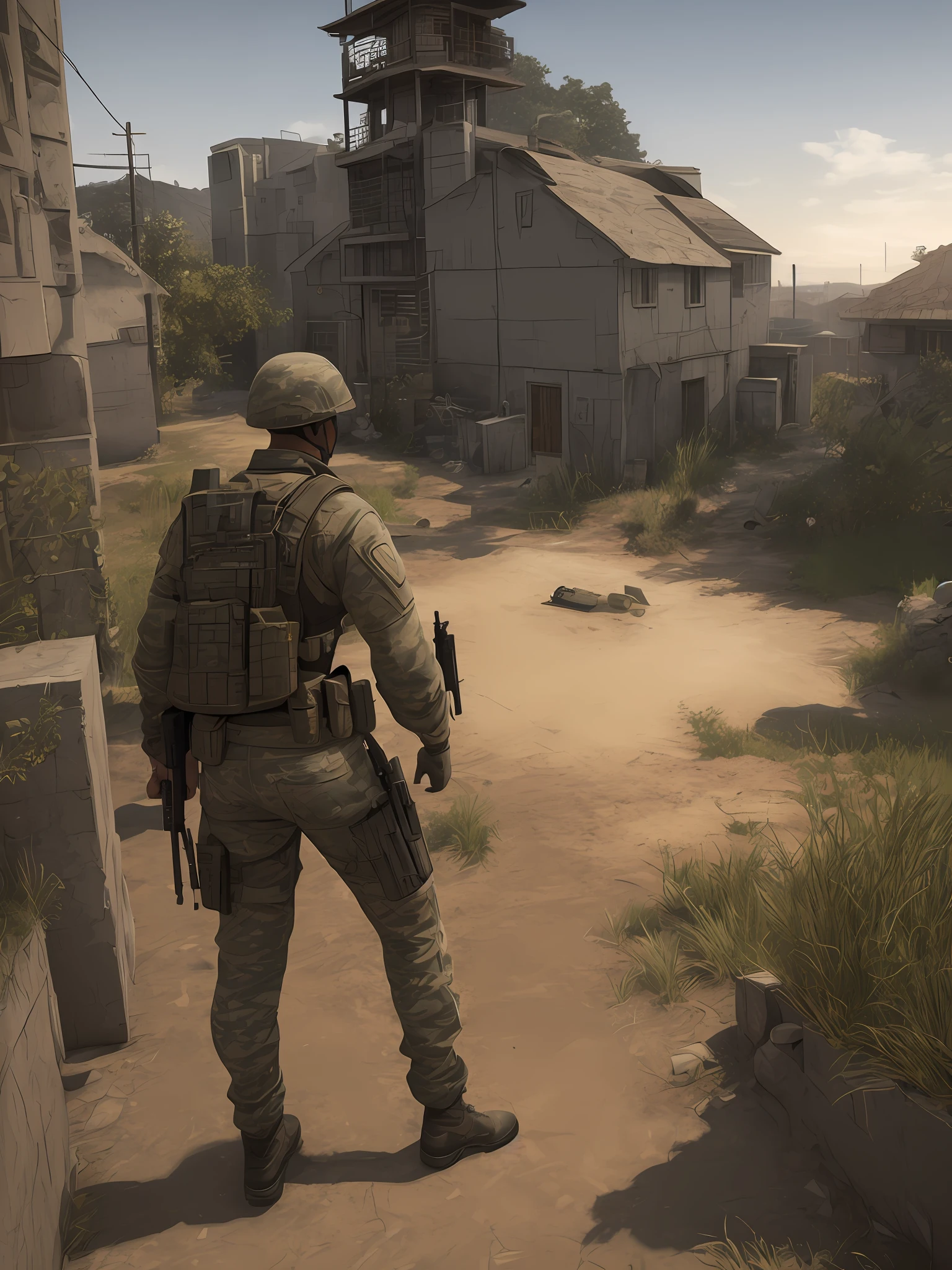 Create a soldier style counter-strike, setting the whole shot, ultra realistic, 4k, perfect shadows, realistic lighting, cinematic, detailed.