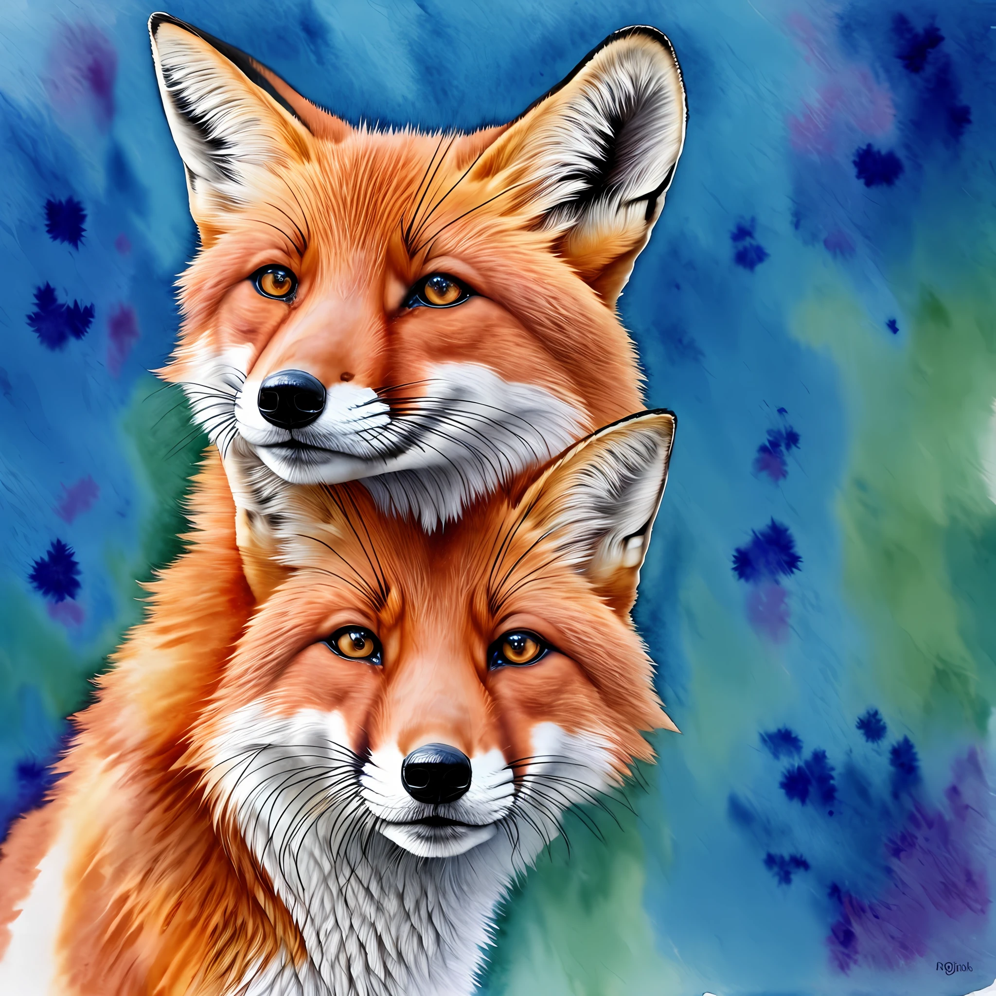 Fox, realism, watercolor 4k