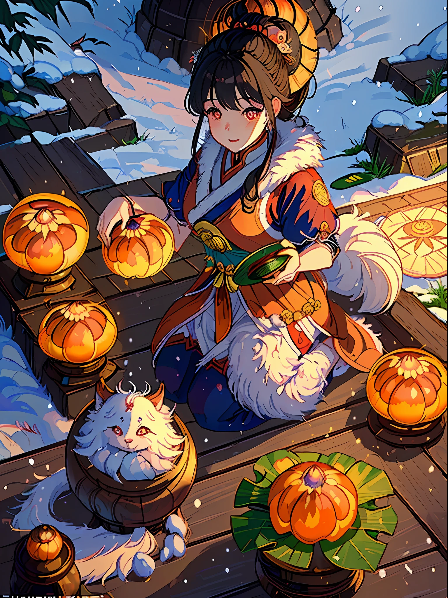 ((masterpiece)), ((best quality)), 8k, high detailed, ultra-detailed,
The celestial vixen Feng Yao of Qingqiu mountain,
vixen, ((ethereal beauty)), ((snow white fur )), (three tails), (( ancient eyes)), ( otherworldly grace), divinity, enchantment, ((magic tablets)), ((lotus seat)), (Zither named Kun), ((fairy maidens)), transcendence, eternity, ((celestial peaches)),((Wangshu's camaraderie)),( punishments and rewards),((mortal plights )), wisdom, (( fleeting romance with scholar)), mysticism