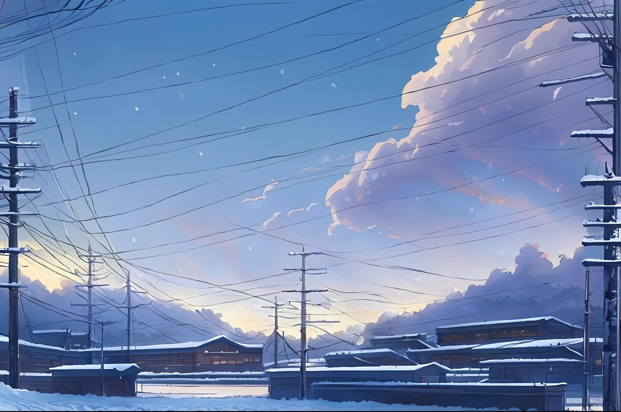 Snowapocalypse creates a high-resolution artwork of Lofi, which is a snowy cloud that glows in the sun. In winter, Makoto Shinkai and Studio Ghibli, very detailed, incredibly quality, trends on the art station, masterpieces, 8k