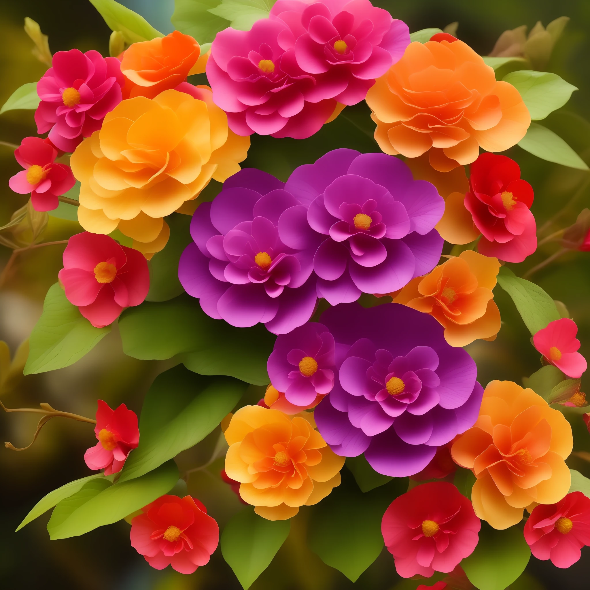 one elemental multi flower, begonia flowers, vibrant colors, reslista, 16k