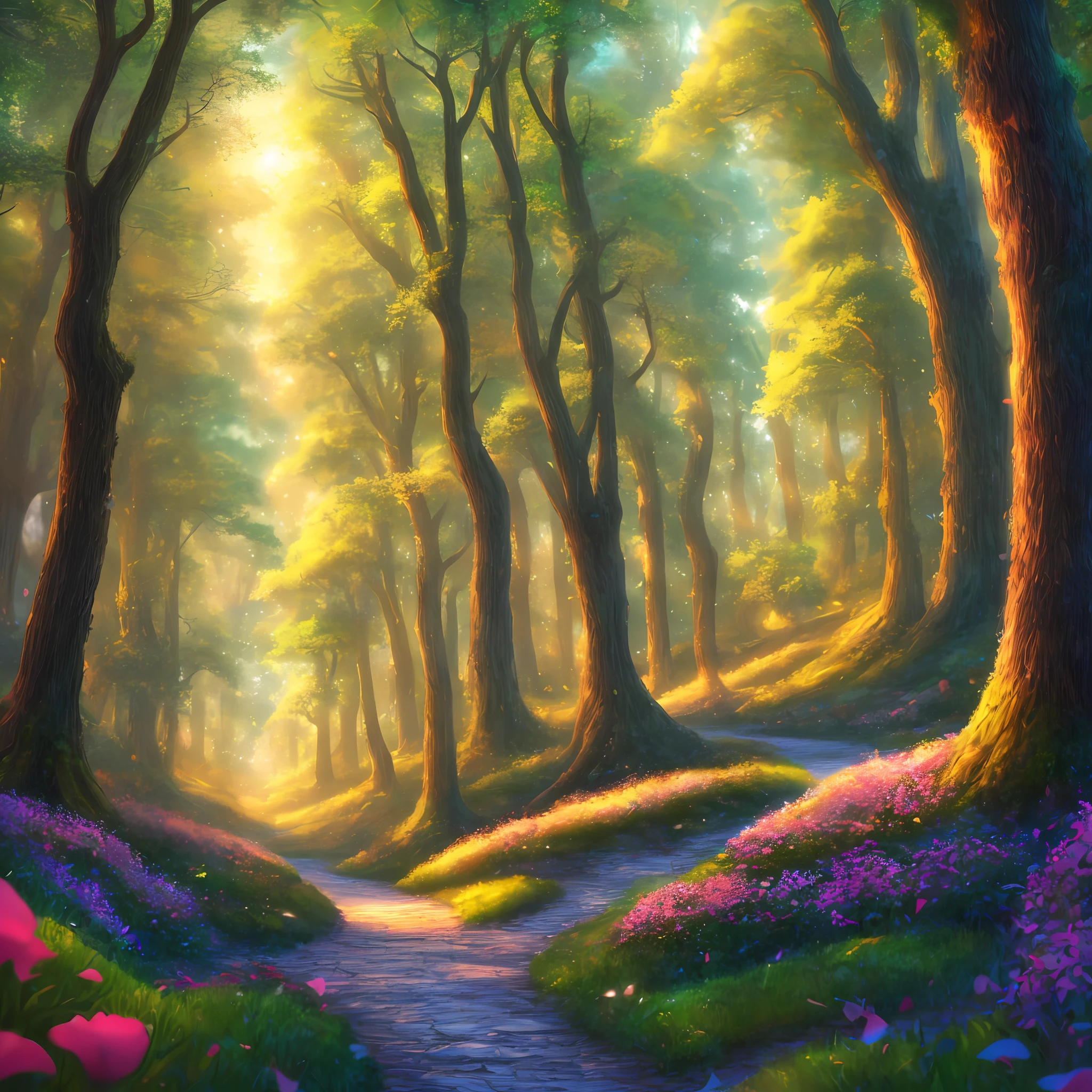 Lush hill forest, ultra hd, 8k, anime art style