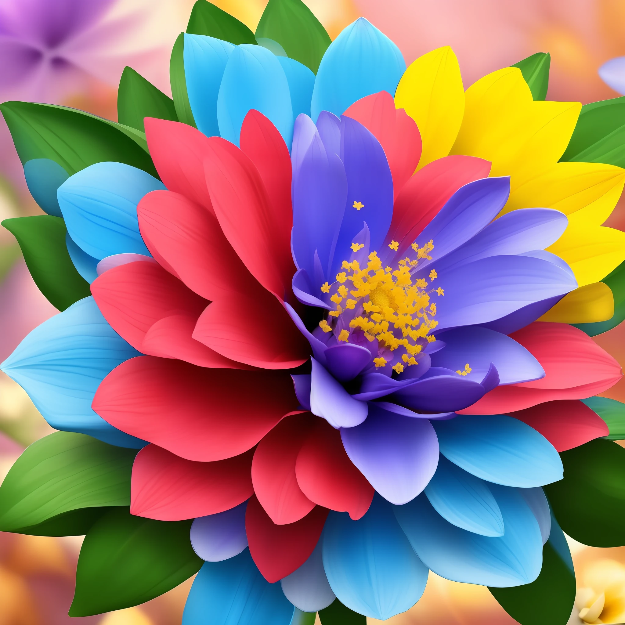 one elementary multi flower, Elemental flowers, vibrant colors, reslista, 16k, cannon