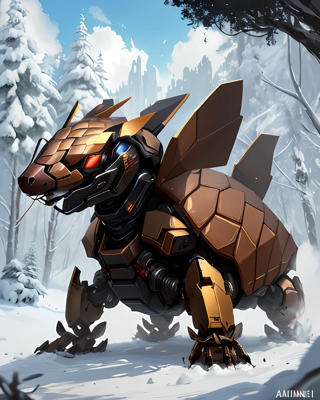 gaming 4k Too down view, Anthill Skin for the mobile game "the ants" Mecha pangolin which is rolled up and looks like a cannon