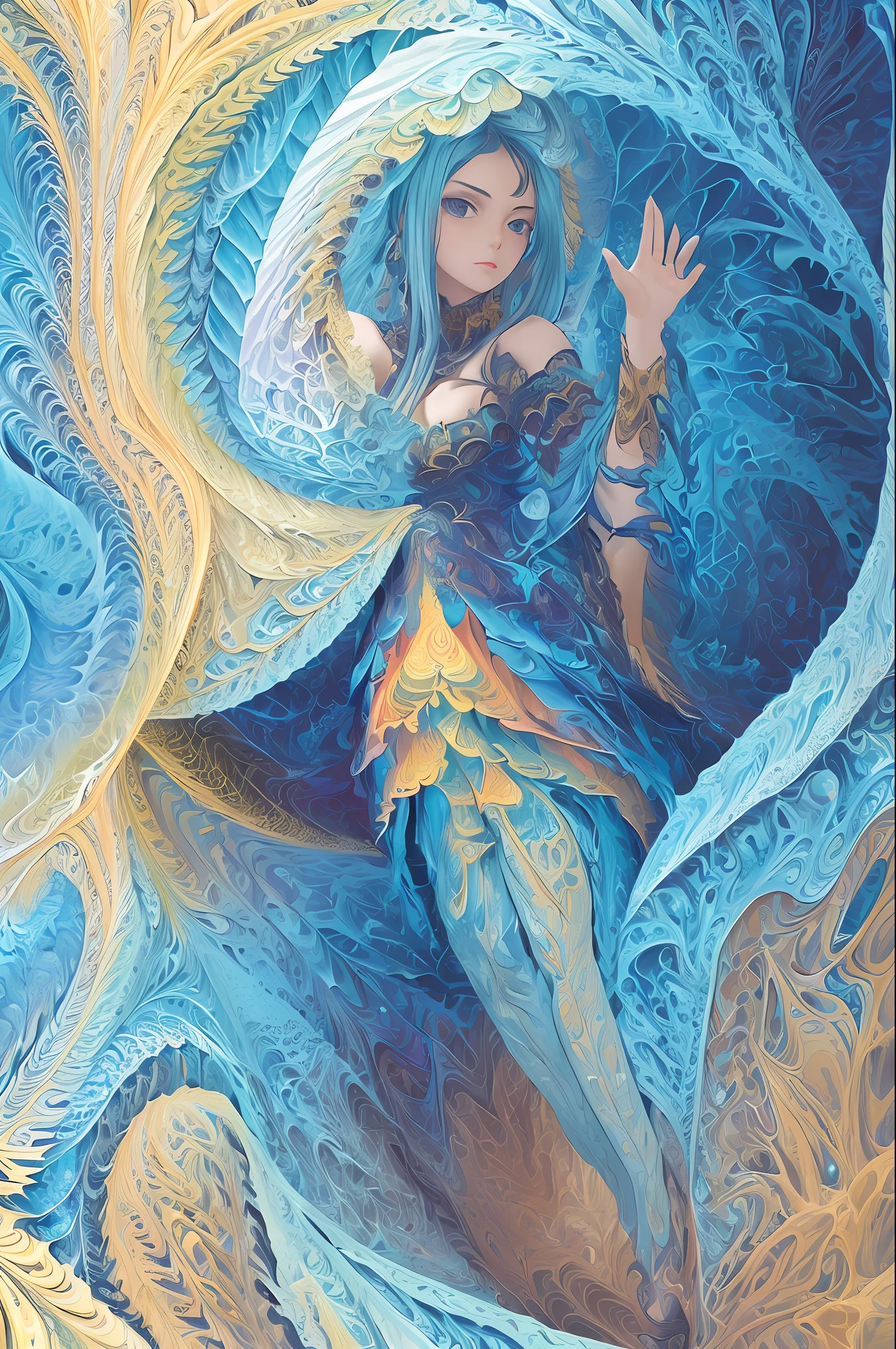 (masterpiece, top quality, best quality, official art, beautiful and aesthetic:1.2), (1girl:1.3), (fractal art:1.3),