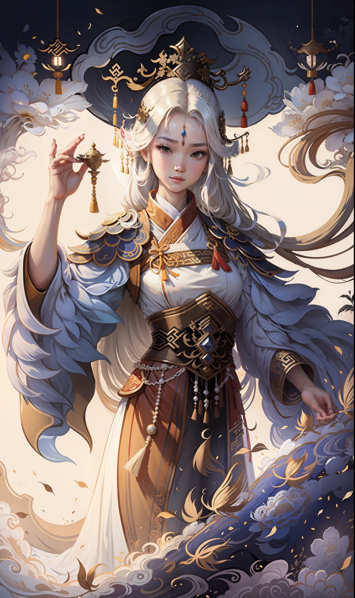 A girl, ancient Chinese costume, sunshine, clear face, clean white background, masterpiece, super detail, epic composition, ultra HD, high quality, extremely detailed, official art, uniform 8k wallpaper, super detail, 32k -- v 6