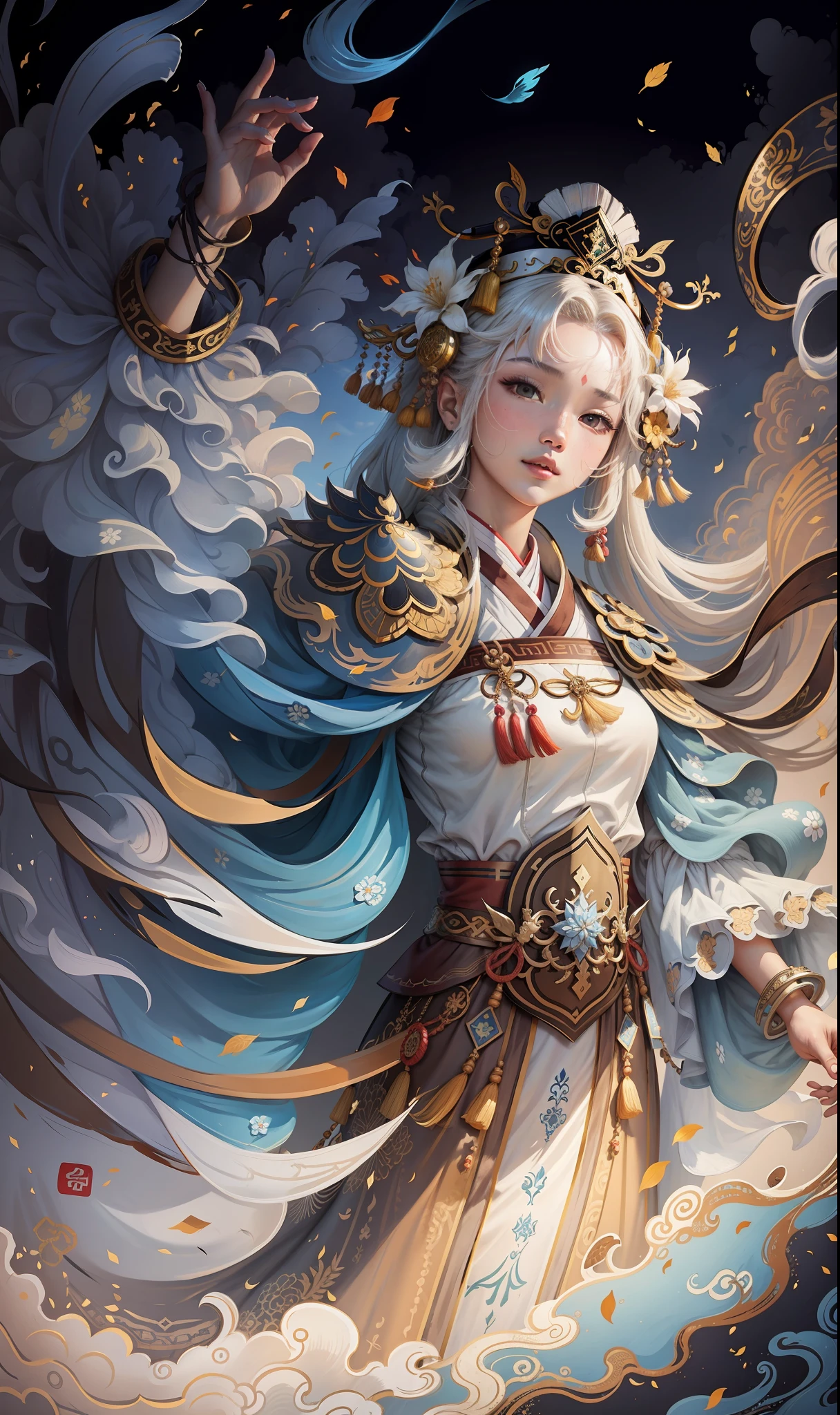 A girl, ancient Chinese costume, sunshine, clear face, clean white background, masterpiece, super detail, epic composition, ultra HD, high quality, extremely detailed, official art, uniform 8k wallpaper, super detail, 32k -- v 6