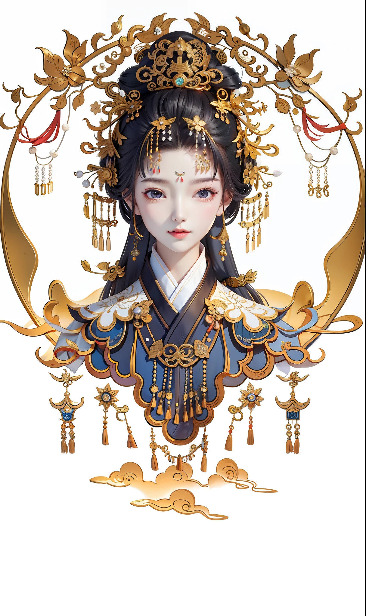 A girl, ancient Chinese costume, sunshine, clear face, clean white background, masterpiece, super detail, epic composition, ultra HD, high quality, extremely detailed, official art, uniform 8k wallpaper, super detail, 32k -- v 6