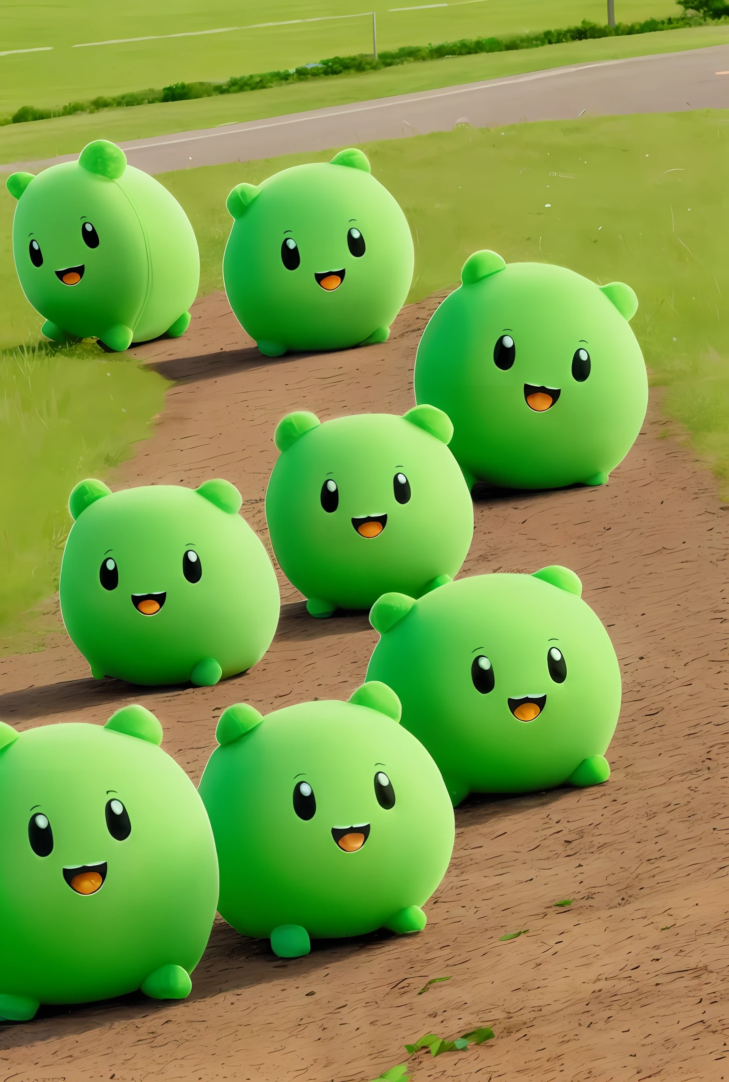 Cute peas rolling down the hill