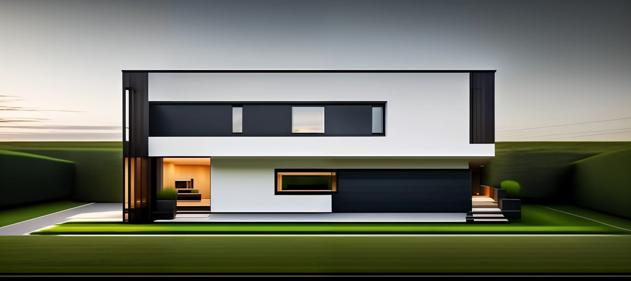 NewArchitecture, masterpiece design, trees and plants in front of the house