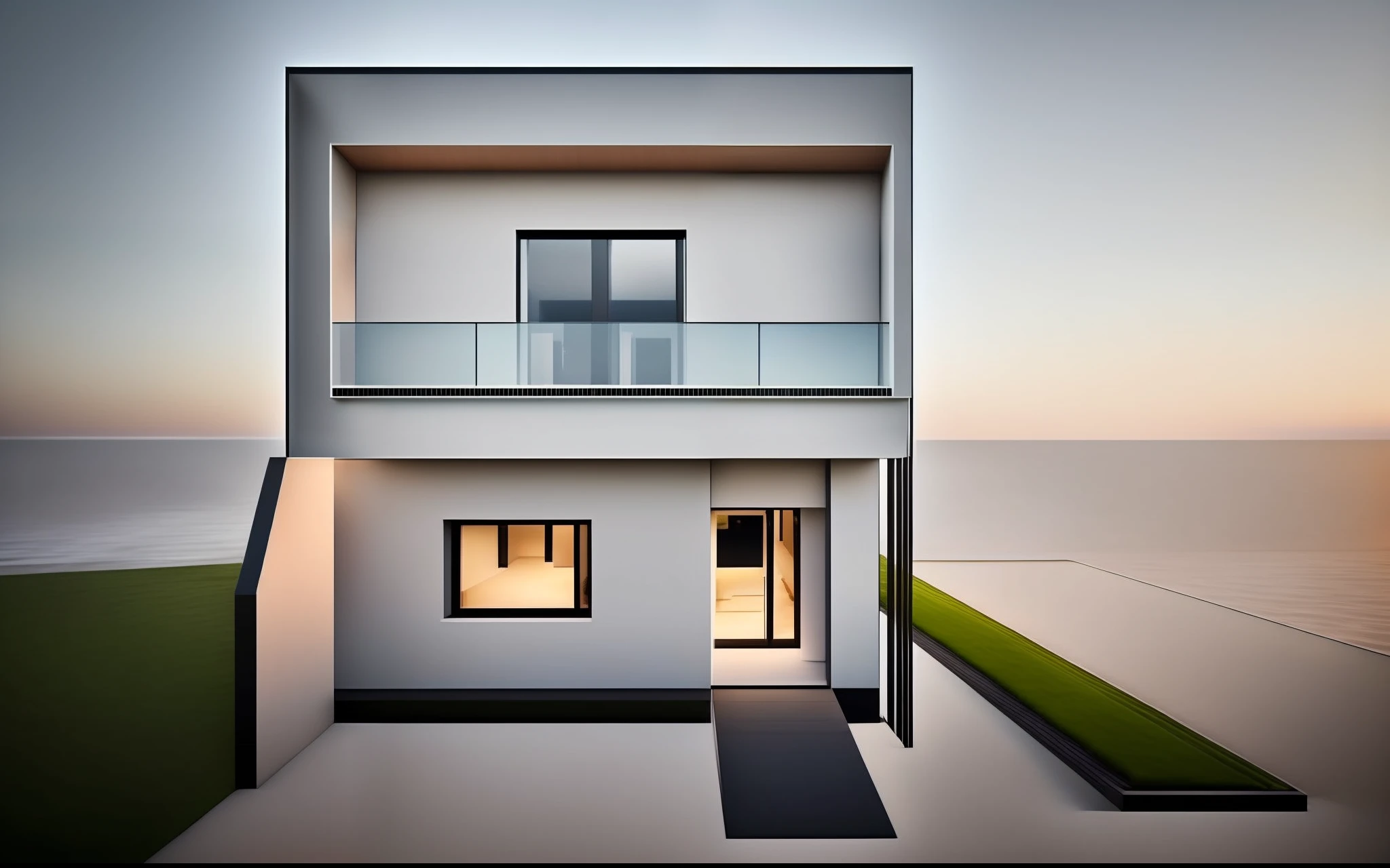 NewArchitecture, masterpiece design, trees and plants in front of the house, perfect angle photography