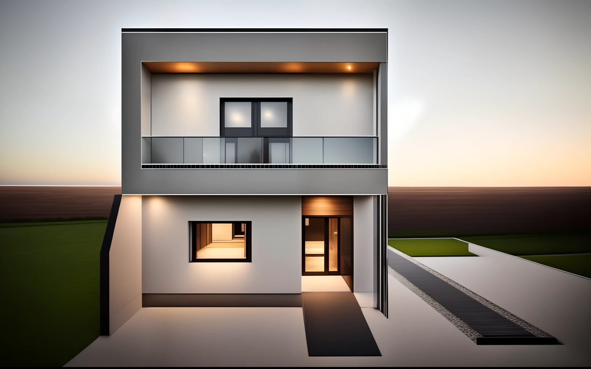 NewArchitecture, masterpiece design, trees and plants in front of the house, perfect angle photography