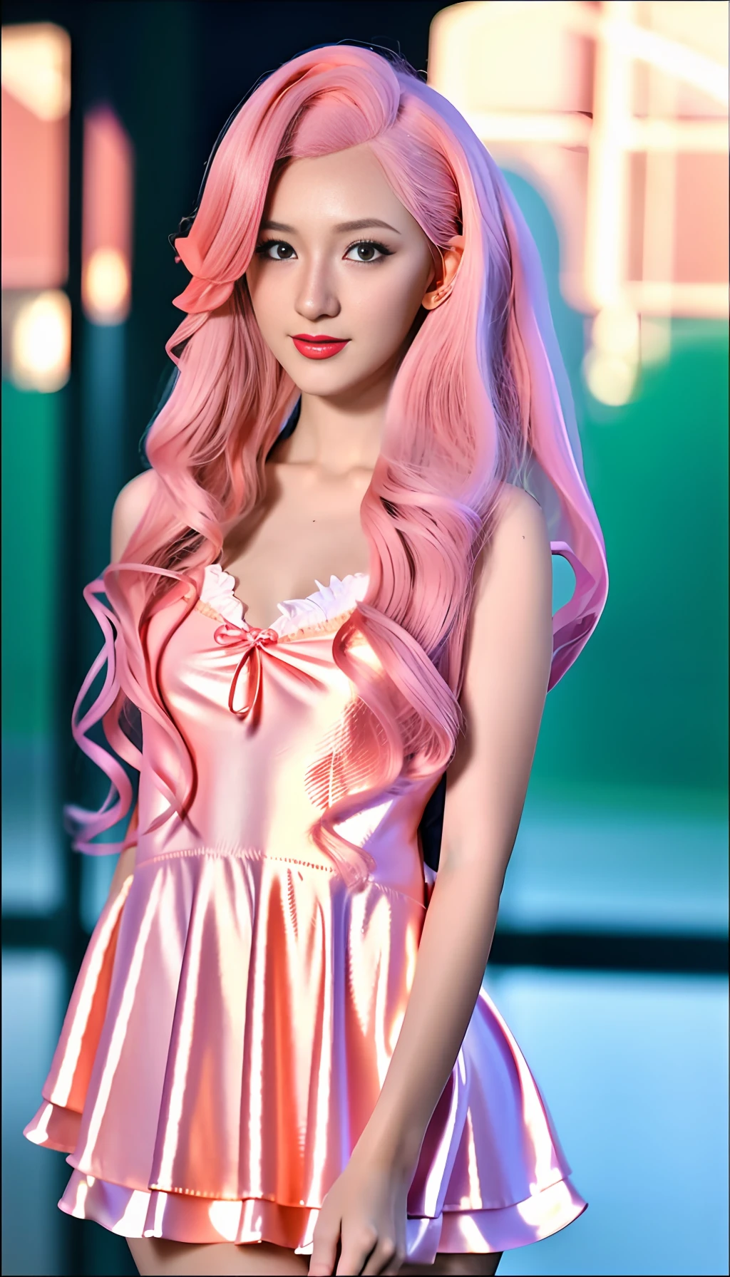 ((negligee|serafuku|school uniform|swimsuit|sexy bodysuit,pink hair)),(raw photo:1.2),((photorealistic:1.4))best quality ,masterpiece, illustration, an extremely delicate and beautiful, extremely detailed ,CG ,unity ,8k wallpaper, Amazing, finely detail, masterpiece,best quality,official art,extremely detailed CG unity 8k wallpaper,absurdres, incredibly absurdres, huge filesize, ultra-detailed, highres, extremely detailed, extremely detailed eyes and face, beautiful detailed eyes,light on face,cinematic lighting,1girl,full body,full-body shot,see-through,looking at viewer,church,(arms behind back),((pantyhose))