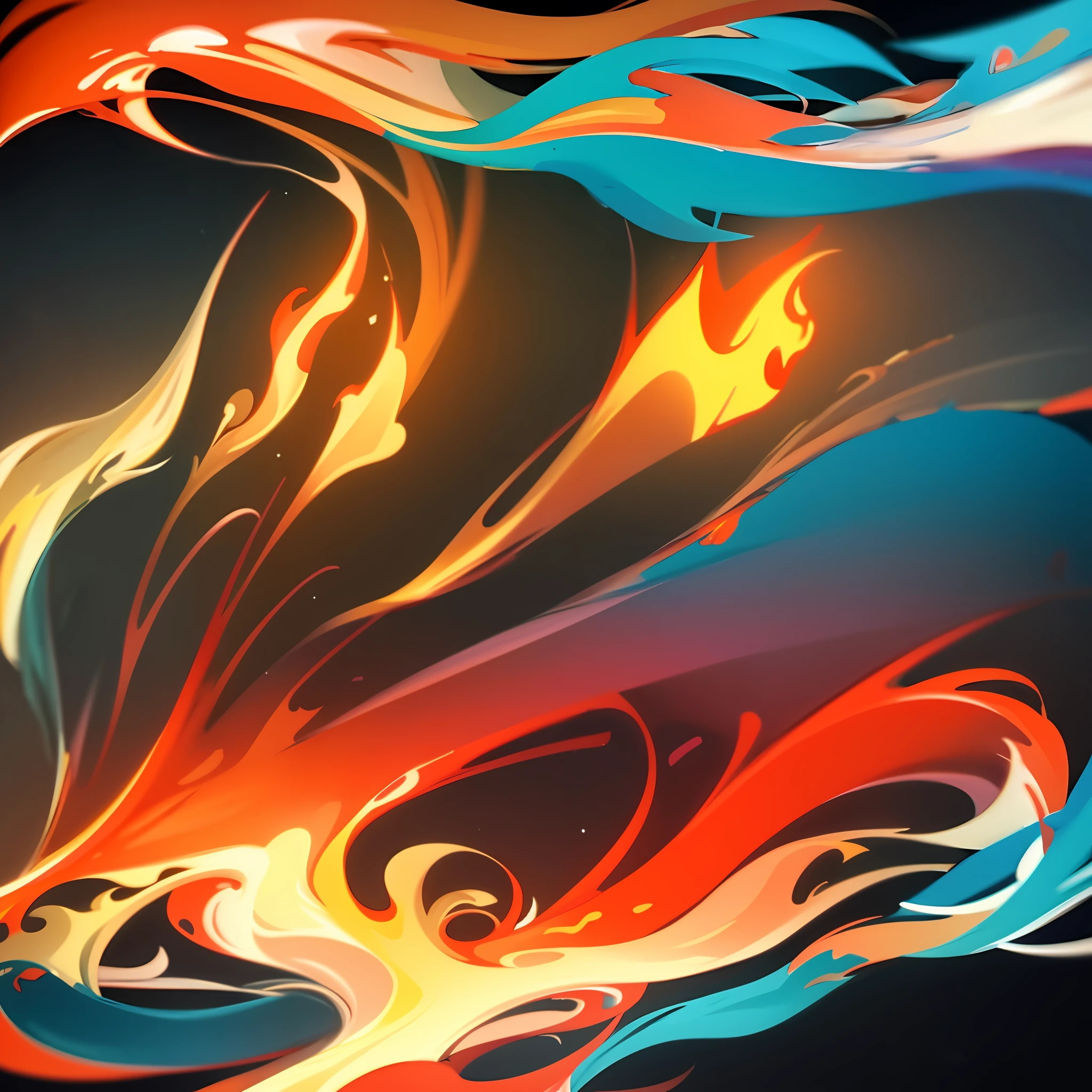 High quality fox logo in flames, detailed, kawaii, watercolor, trendy, 4k, smooth lines, 1:1