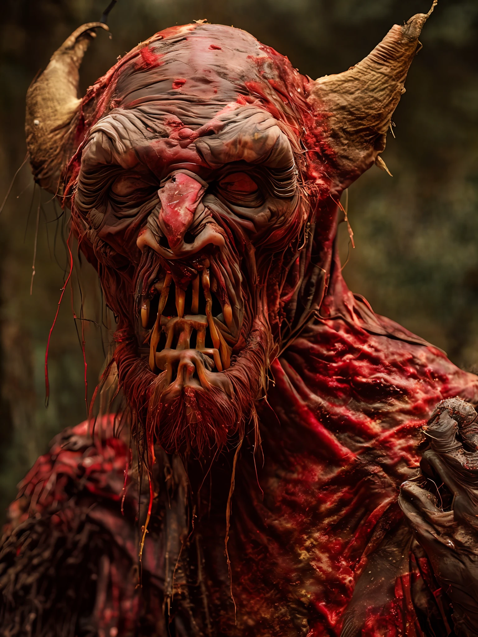 photorealistic, highest quality, RAW photo, film composition, (full body: 1.4) photograph of a (humanoid demon: 1.2), (mocking smile: 1.4), with (arm extended forward: 1.3) and (making a friendly hand gesture to ask someone to approach: 1.4), extravagant and colorful clothes, baggy pants, felt boots, haggard face, aquiline nose, bushy eyebrows, reddish eyes, emaciated skin, sharp teeth, gnarled hands, macabre skin texture, disturbing and photorealistic|spots|wrinkles, detailed clothing, clothing texture|wrinkles, abundant details, intricate details, subsurface dispersion, shadows