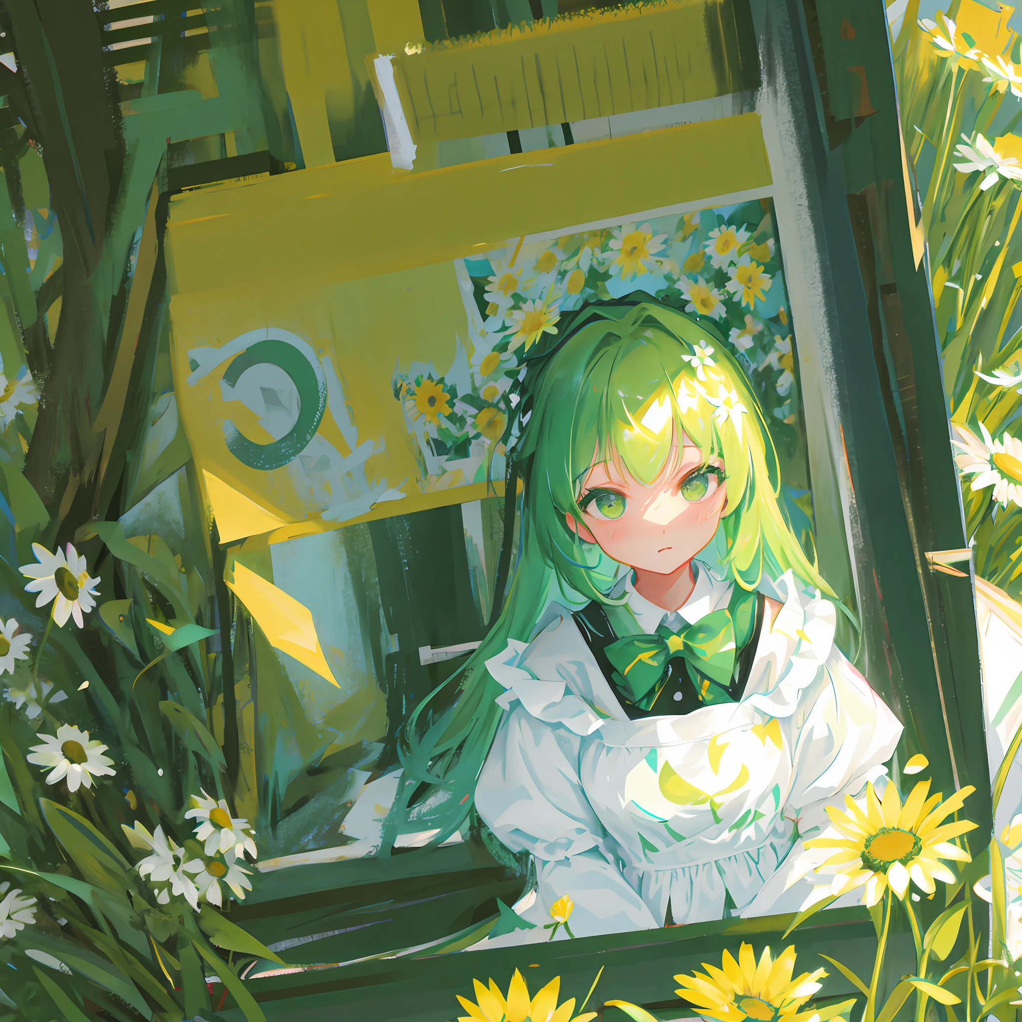 Create a print of daisies and green background