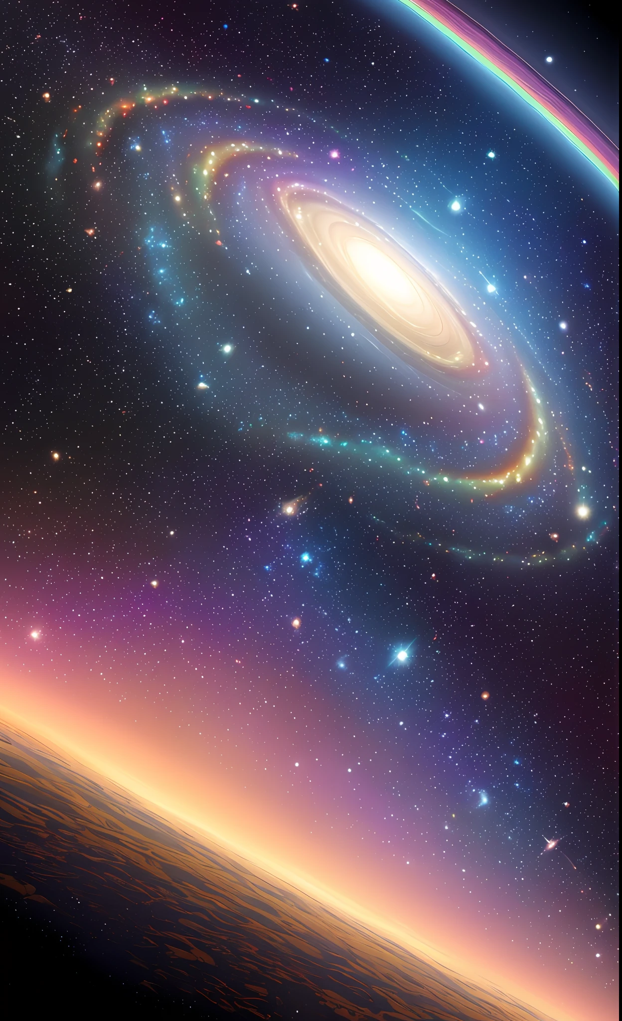 Seamless patterns of galaxies and planets, cosmic design, repeating patterns design, fabric art, flat illustration, rainbow-core, highly detailed clean, photorealistic masterpiece, professional photography, simple field background, isometric, saturn