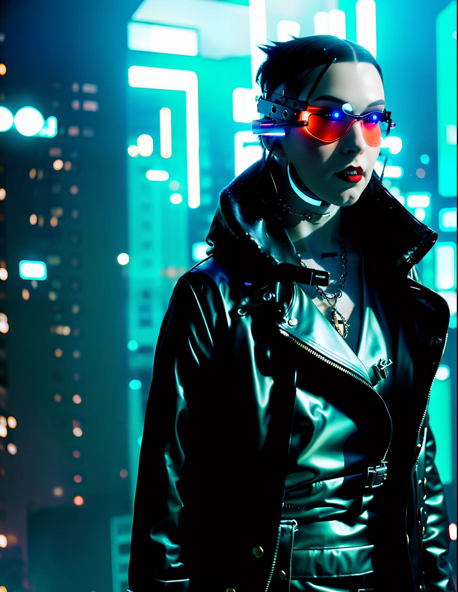 SNOW WHITE AS PUNK AND DROGRADA, WITH CLOTHES WITH SHADES OF HER ORIGINAL DRESS, ALONE, IN FRONT AND FULL BODY POSITION IN A SELFIE WITH BLURRY MAKEUP AND CYBERPUNK STYLE