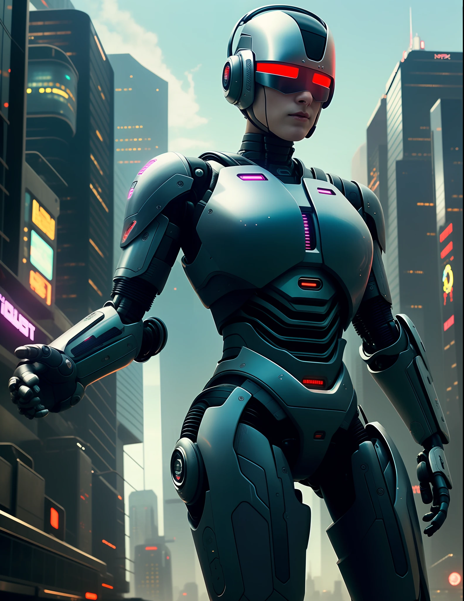 ROBOCOP PEACHES IN FUTURISTIC CYBERPUNK DYSTOPIAN FORM