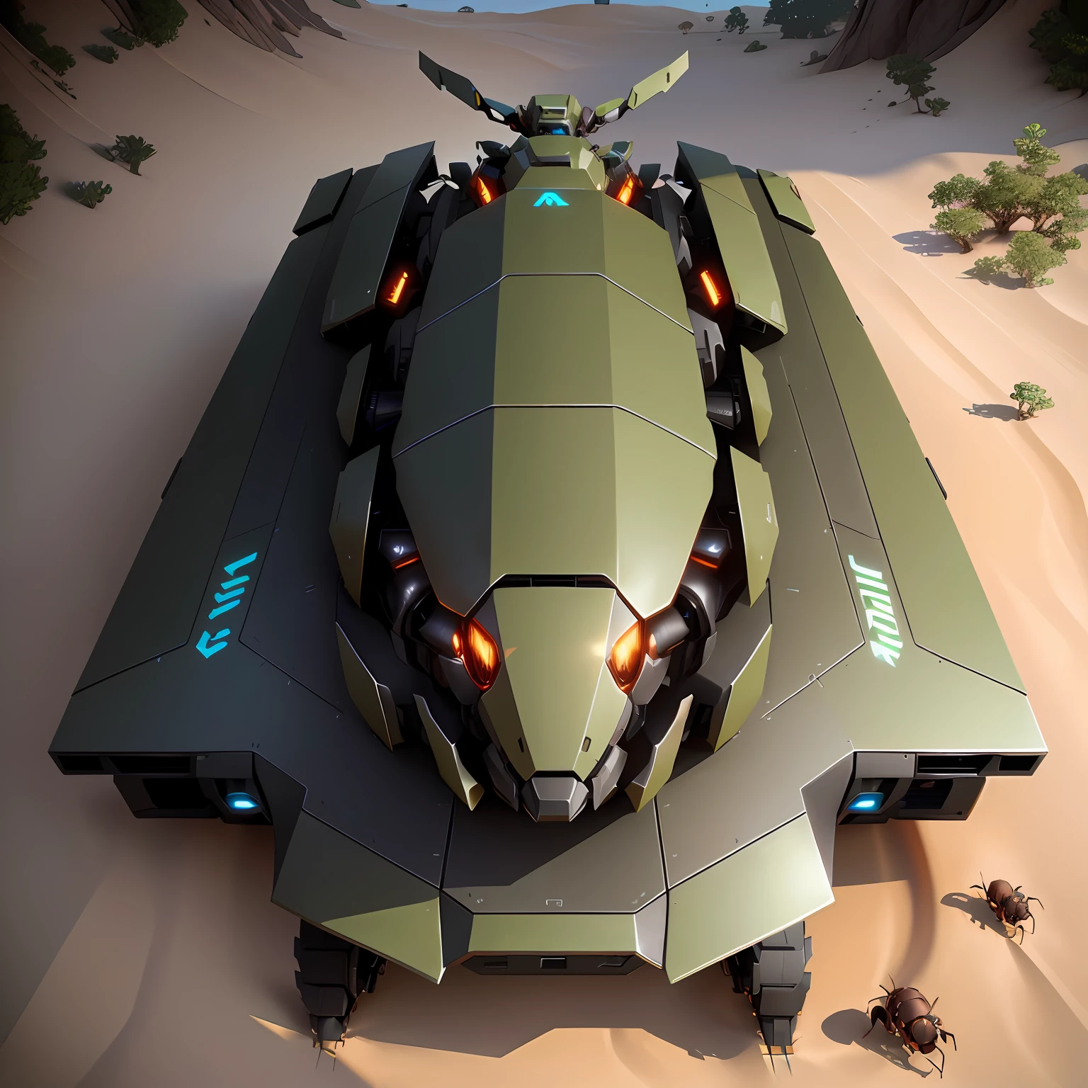 gaming 4k Top down view, Anthill Skin for the mobile game "the ants" Mecha pangolin. Box format