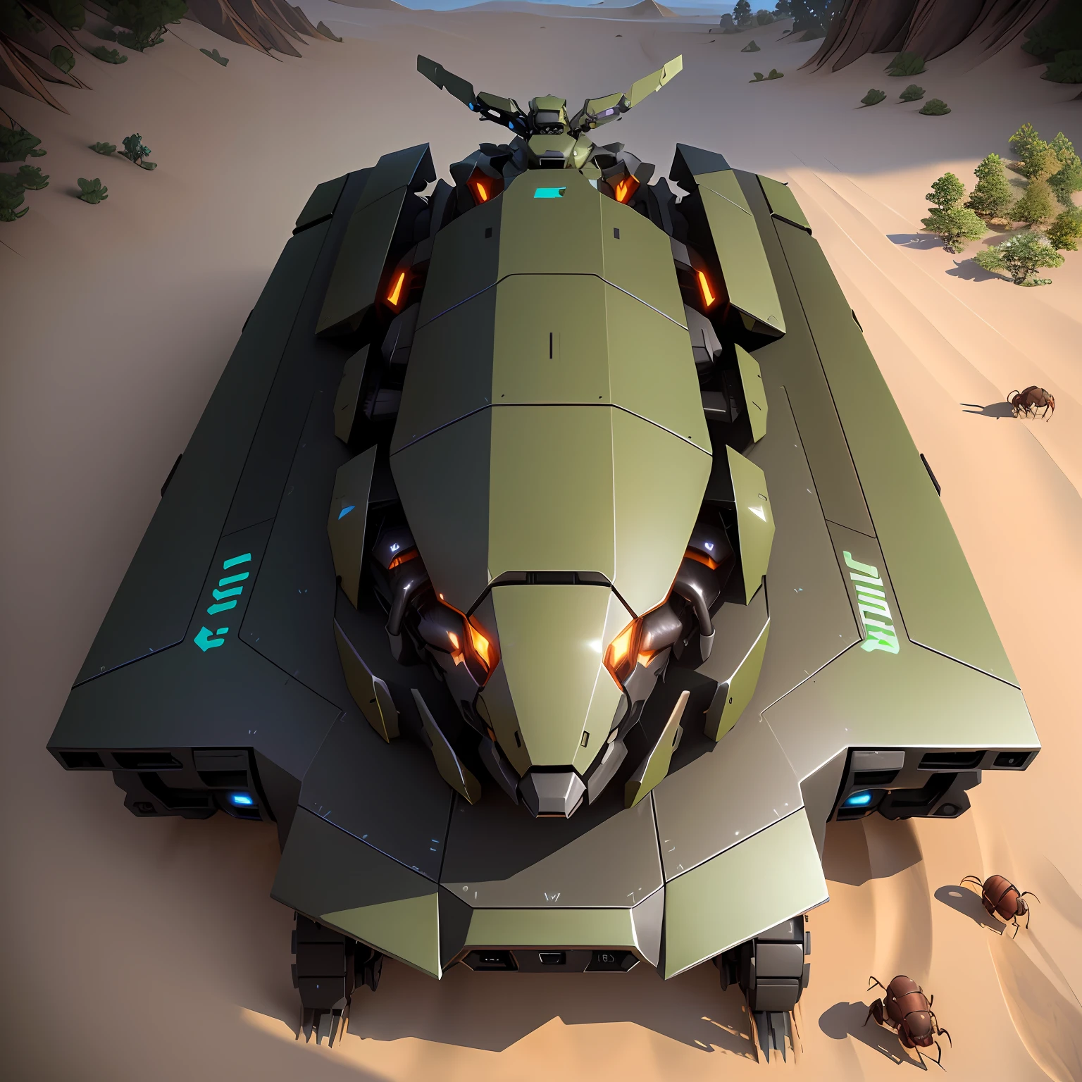gaming 4k Top down view, Anthill Skin for the mobile game "the ants" Mecha pangolin. Box format