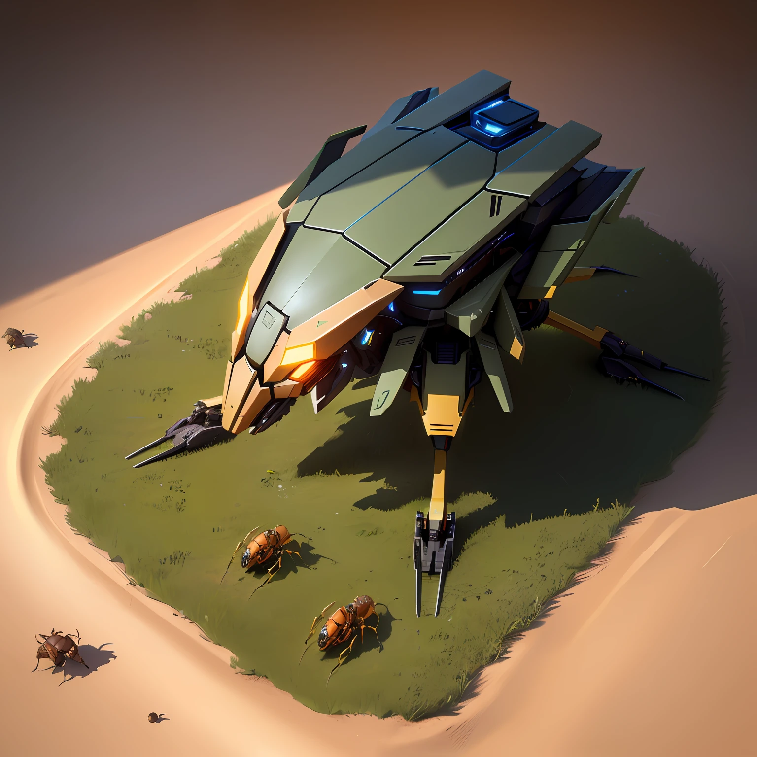gaming 4k Top down view, Anthill Skin for the mobile game "the ants" Mecha pangolin. Box format
